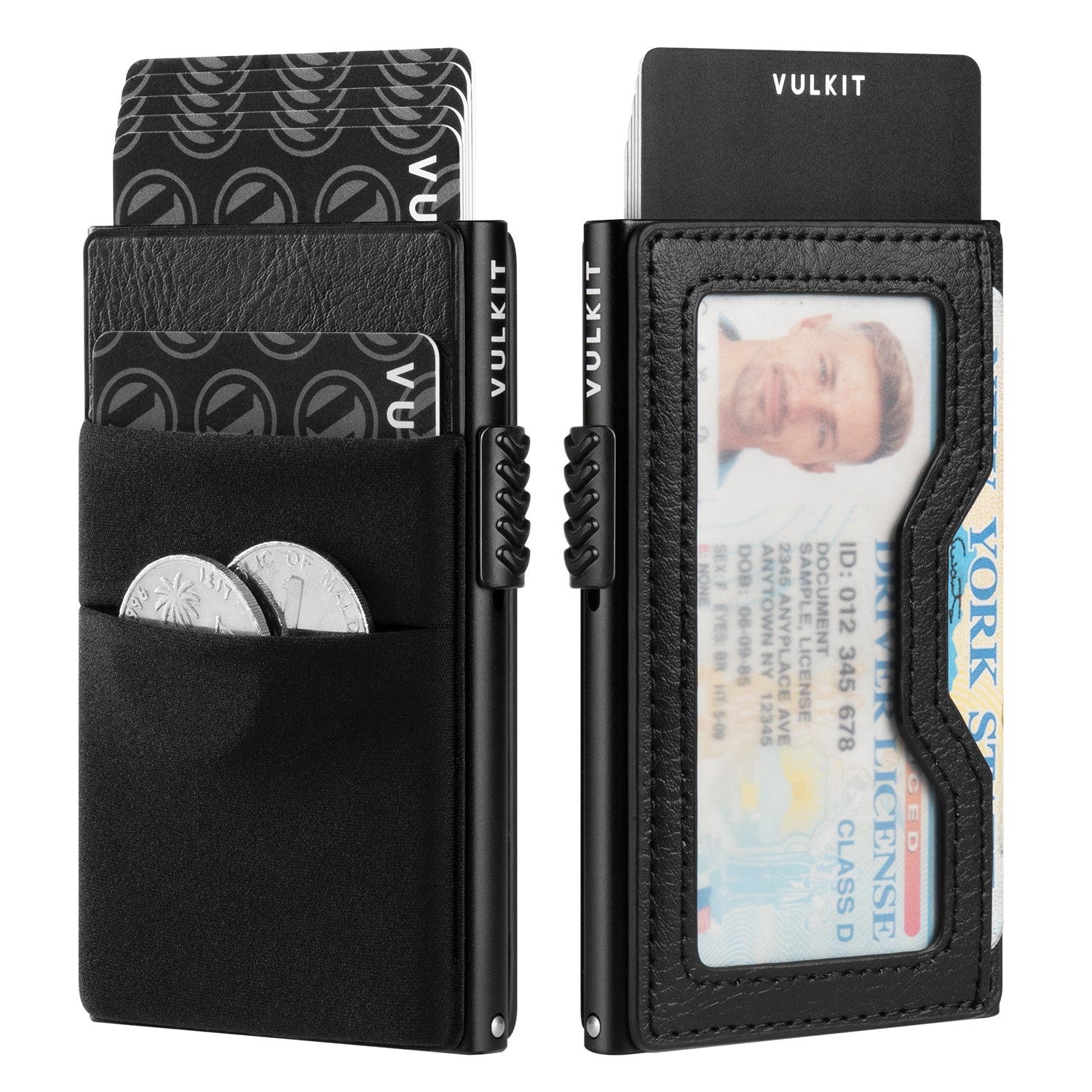 VC306 Elastic Cloth & Leather Slim Wallet with Clear ID Window - Perfect for Cash, Coins, Credit Cards & Daily Essentials | Ideal for Travel, Work & Everyday Use