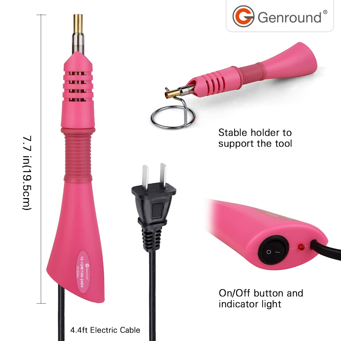 Hotfix Applicator Tool Kit - Genround Bedazzler with Rhinestones, Iron-on Wand, 6 Boxes Round Crystal Gems, Storage Box, Tweezer & Picking Pen for DIY Clothing, Costumes & Fashion Accessories Decoration