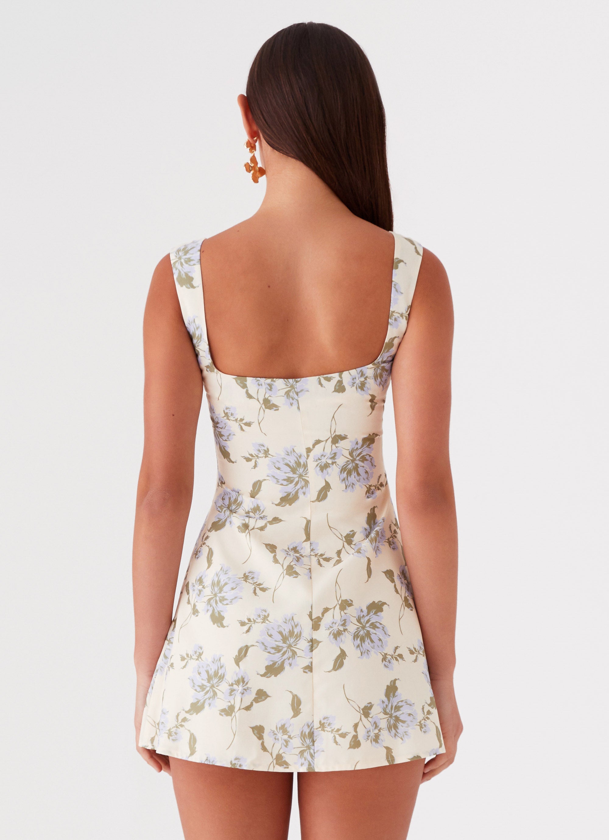 Cadence Mini Dress - Yellow & Purple Floral Print Summer Dress for Women | Casual & Party Wear | Perfect for Beach, Vacation, and Date Nights