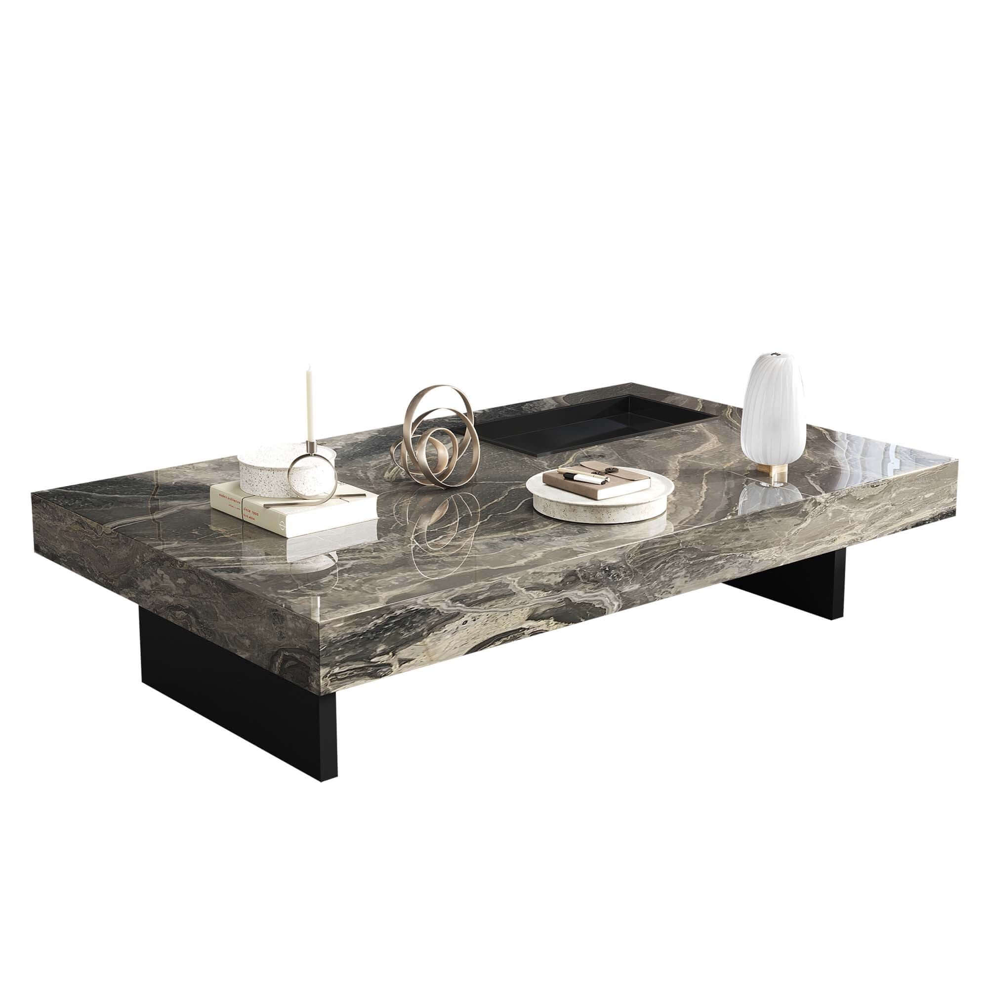 Modern Luxury Sintered Stone Rectangle Coffee Table - Minimalist Living Room Centerpiece for Home Decor & Entertaining