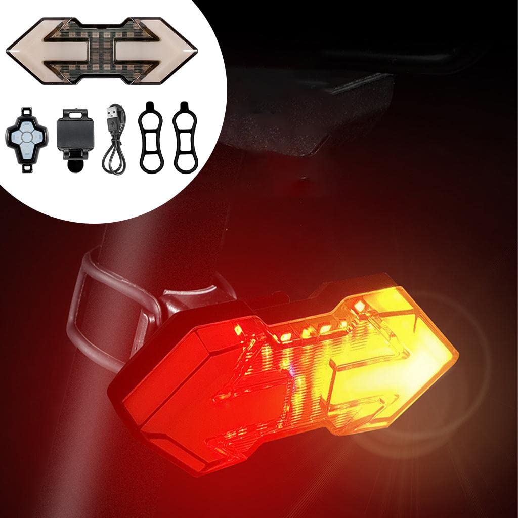 USB Rechargeable Waterproof LED Bike Tail Light with Wireless Remote - 5 Light Modes, Turn Signal & Warning Light for Night Cycling Safety | Perfect for Road Bikes, Mountain Bikes & Commuting