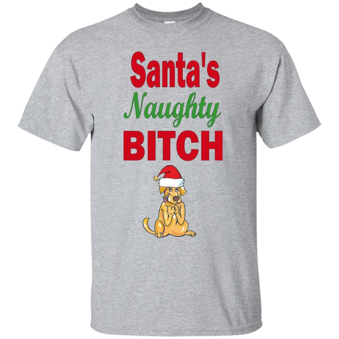 Santa's Naughty Bitch Cotton T-Shirt | Funny Christmas Party Outfit | WineyBitches.co | Perfect for Holiday Gatherings & Ugly Sweater Parties