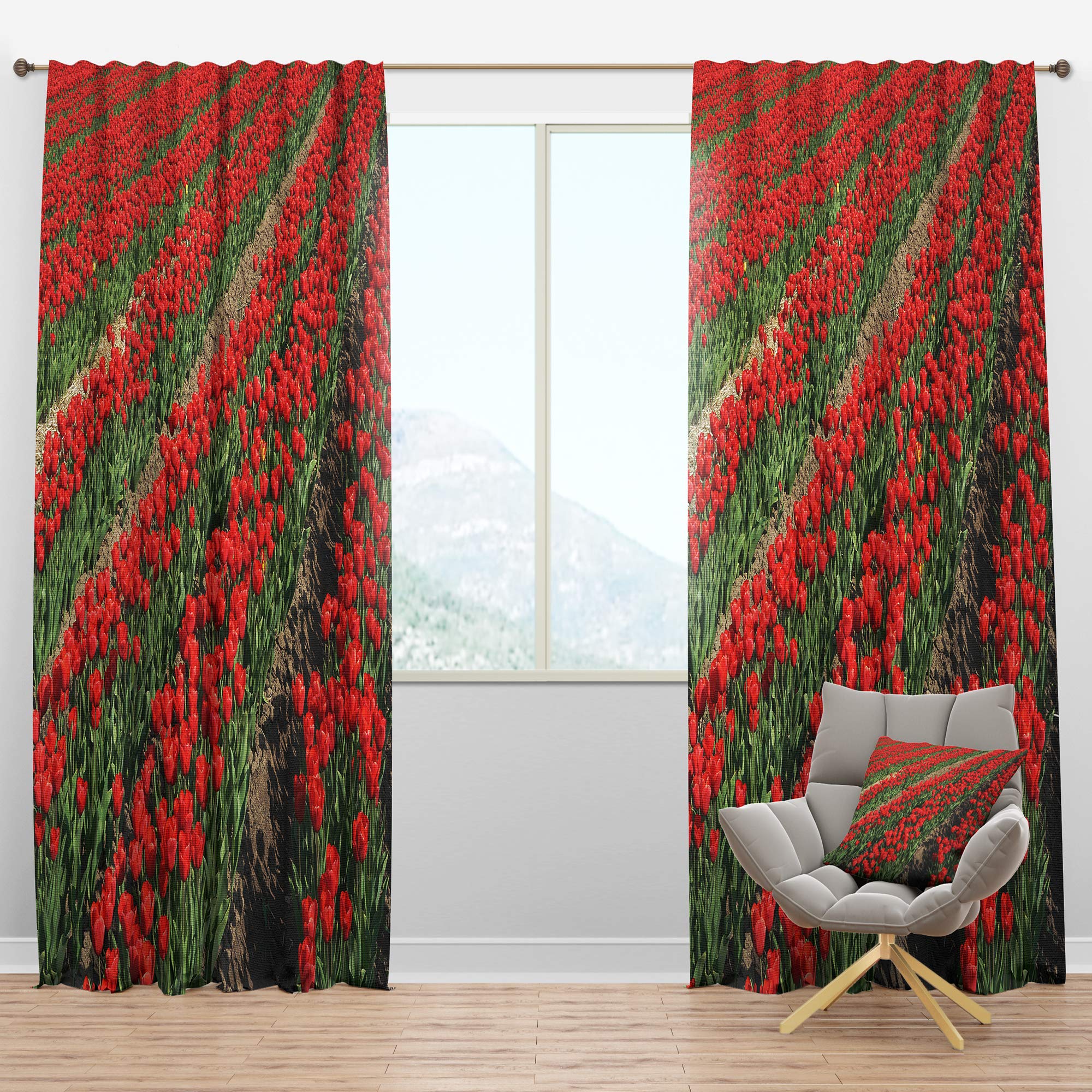 DesignQ Blackout Curtains - Thermal Insulated Red Tulip Flower Pattern Window Drapes for Bedroom & Living Room (52x108, Single Panel) - Perfect for Light Blocking, Privacy & Home Decor