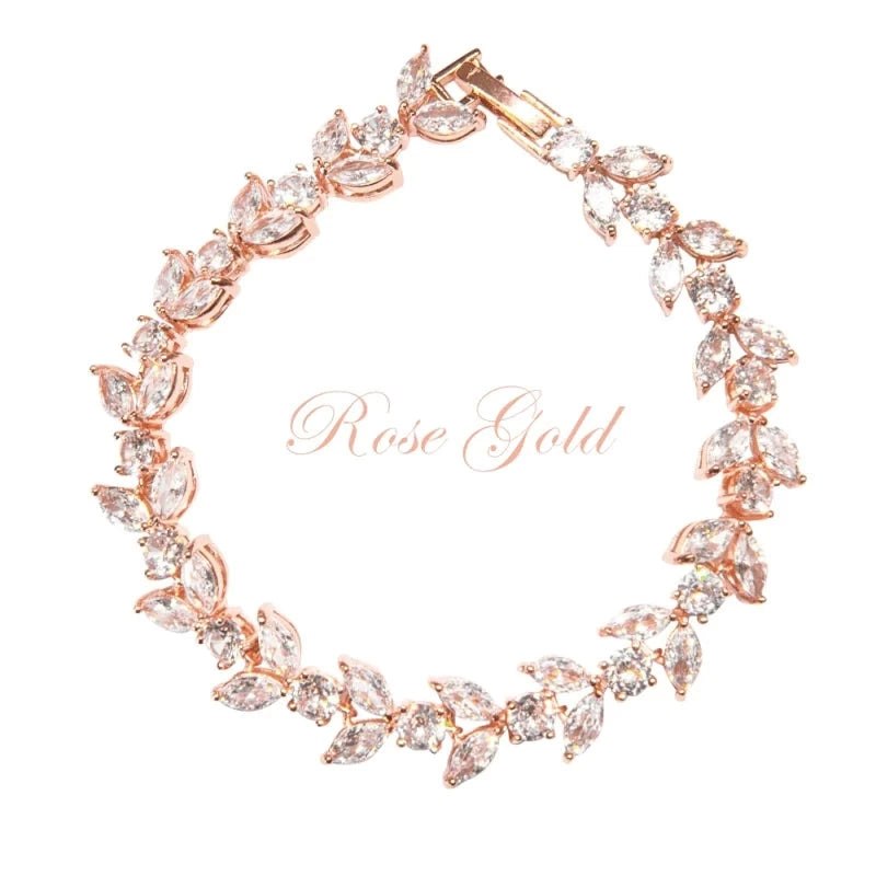 Rose Gold Crystal Wedding Bracelet for Women - Elegant Bridal Jewelry Gift for Bride, Bridesmaid & Anniversary - Perfect for Weddings, Engagements & Special Occasions