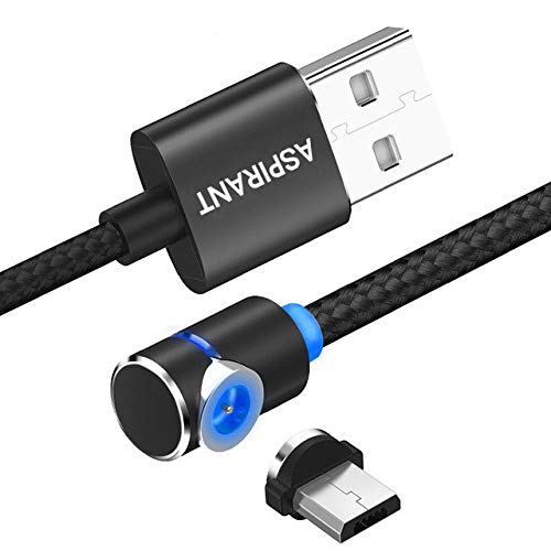 90 Degree L-Shaped Magnetic Charging Cable - LED Light Fast Charger for iPhone Xs Max/X/8/7/5, Micro USB & USB-C (3FT, Black) | Perfect for Bedside Charging, Car Use & Gaming Accessories
