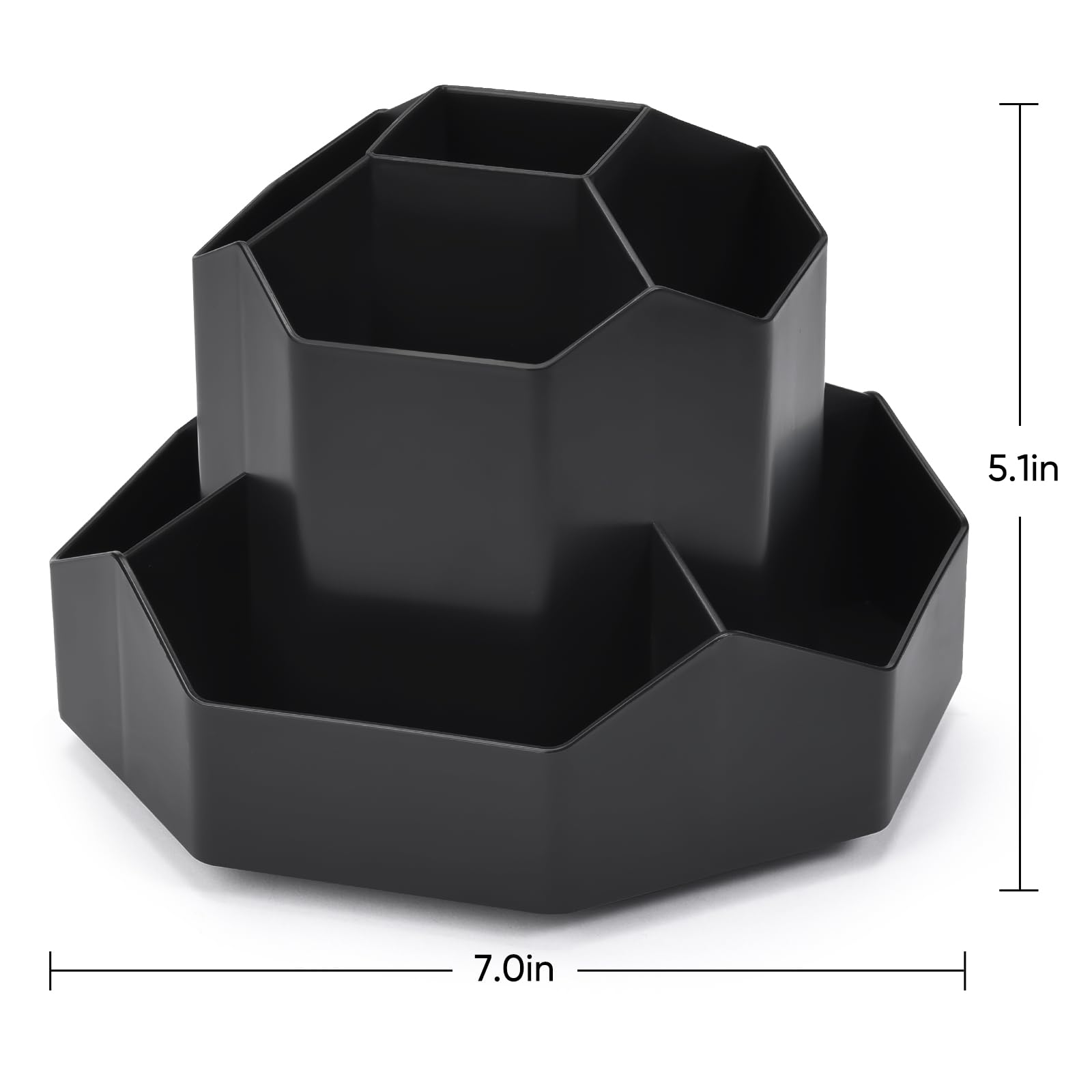 360° Rotating 9-Slot Pencil Pen Holder for Desk - Black Office & Home Stationery Organizer - Perfect for Art Supplies, School, and Workspace Organization