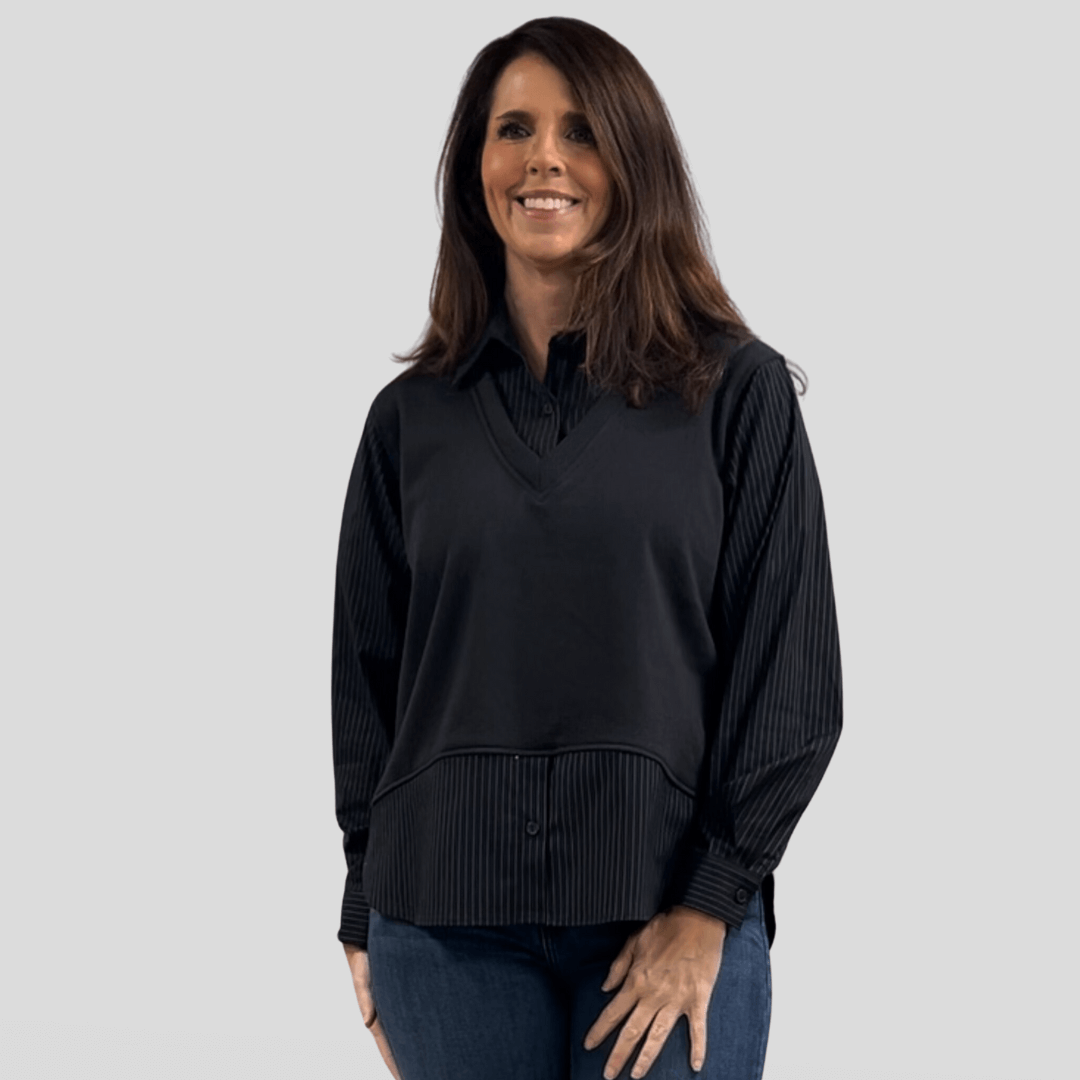 Rowen Built-in Vest Button Down Top for Women | Premium Quality Made in USA | Perfect for Office Wear & Casual Outfits