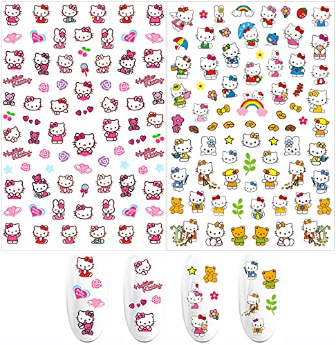 Cute Cartoon Nail Stickers - 3D Cat Design for Women & Girls | Manicure Gifts & Party Nails