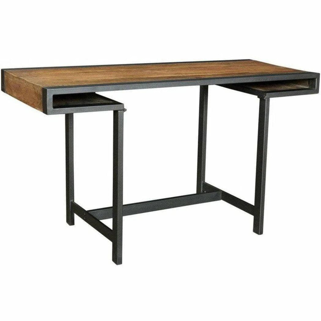 55 Inch Industrial Brown Wooden Desk - Sturdy & Spacious Home Office Desk for Work, Study, and Gaming