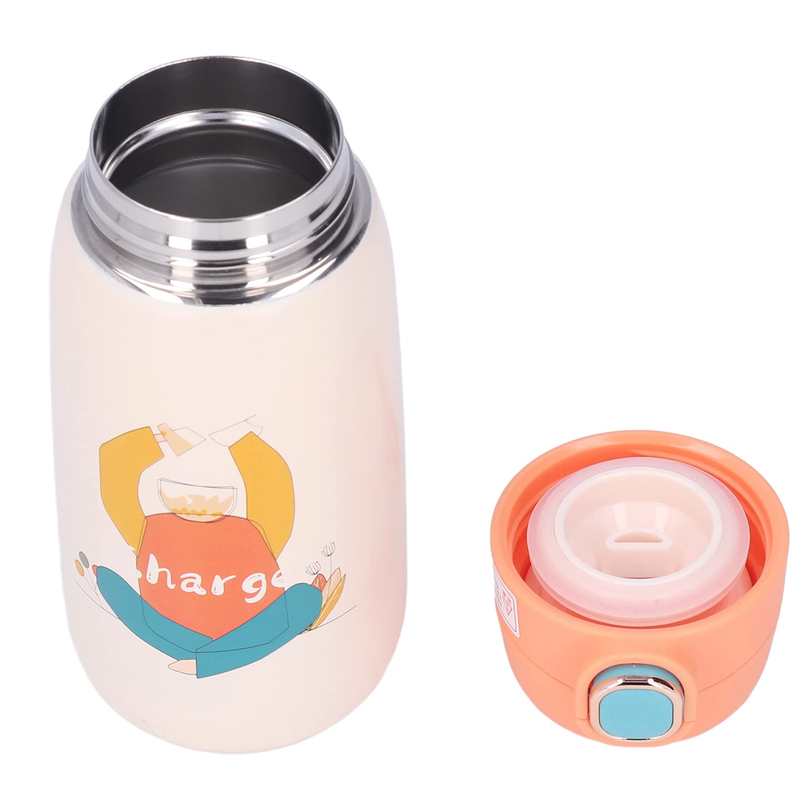 Stainless Steel Vacuum Insulated Water Bottle 420ML - Cute Cartoon Pattern, Leak Proof & Portable Kids Water Bottle for School, Travel & Outdoor Activities (Orange)