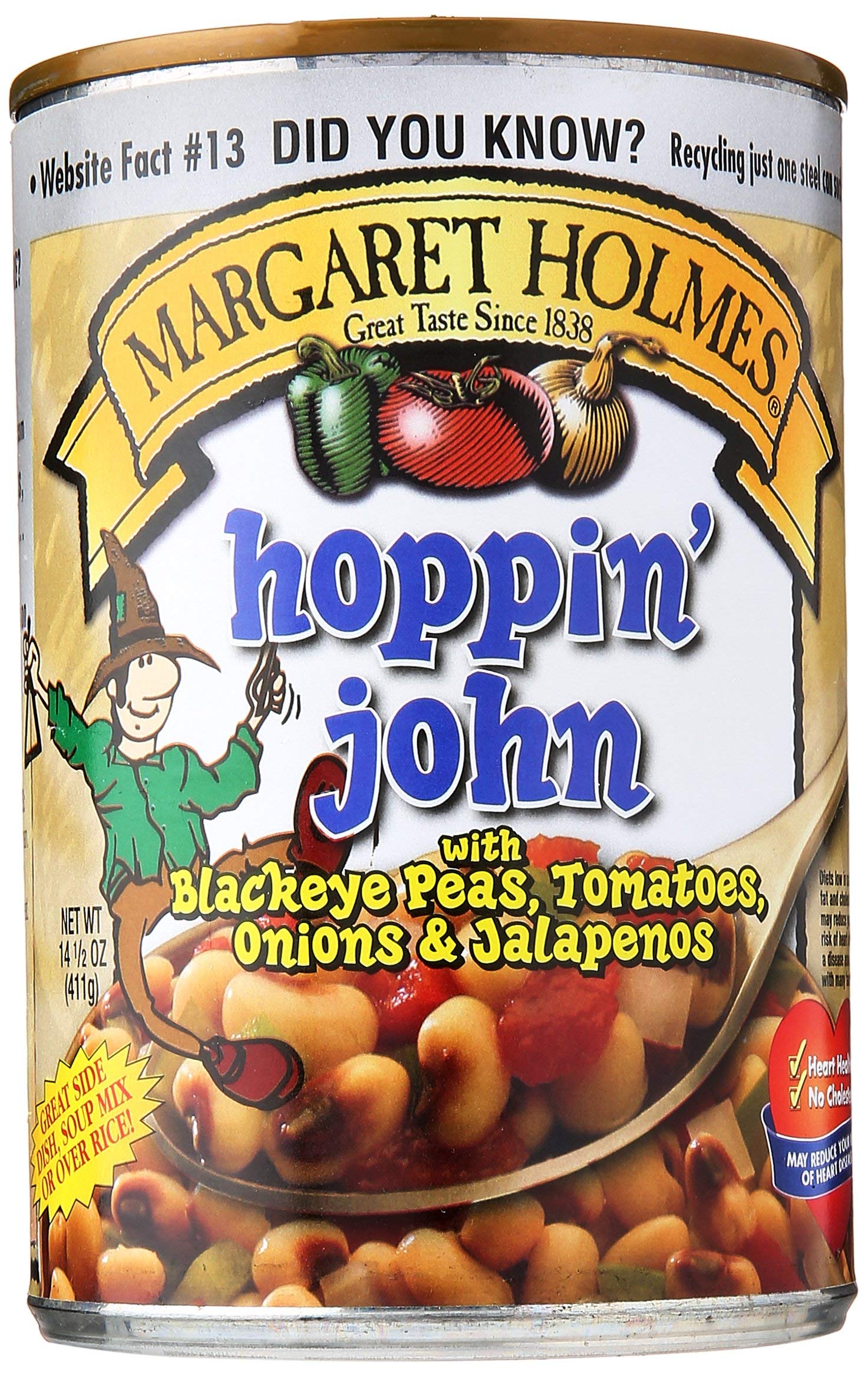Margaret Holmes Hoppin John Black Eyed Peas with Tomatoes, Onions & Jalapenos - 14.5 oz (Pack of 3) | Southern Style Canned Beans for Stews, Rice Dishes & Quick Meals