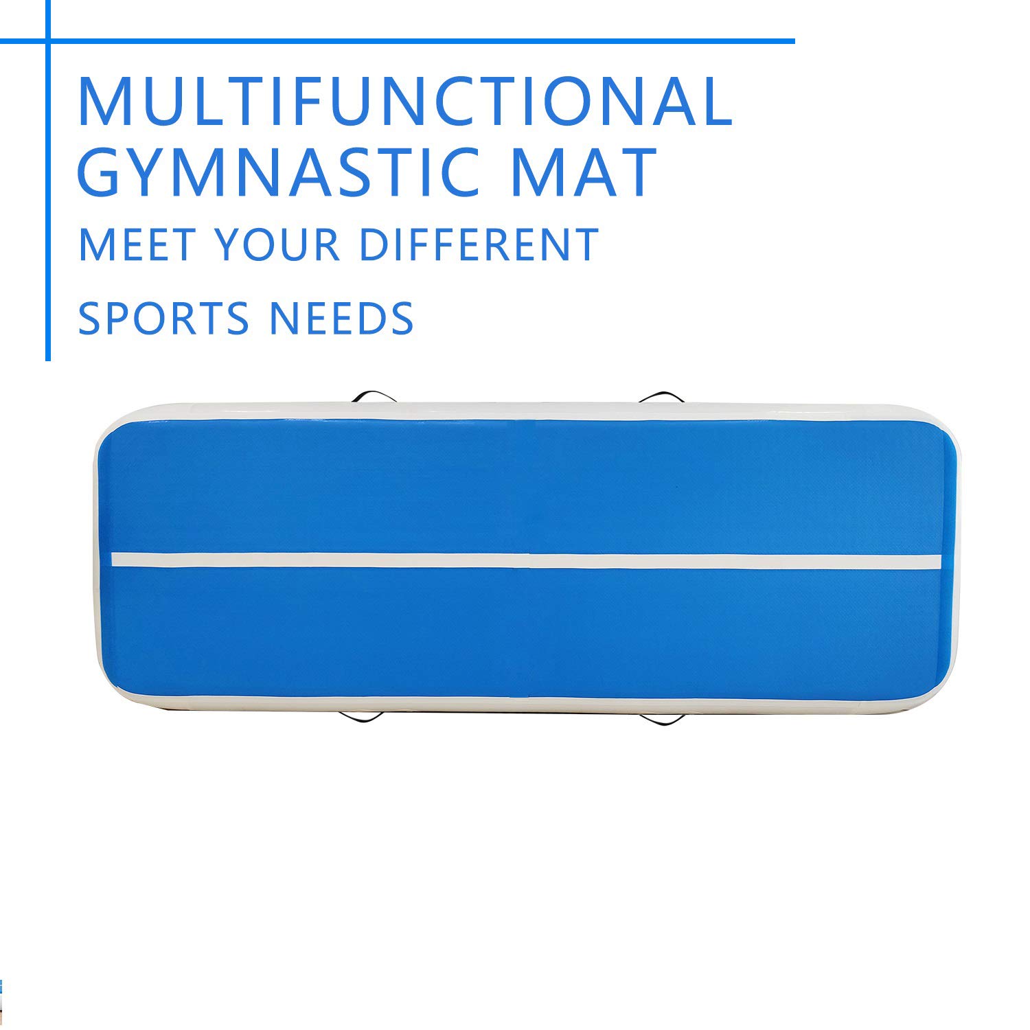 HEYLIFE 10ft x 2ft Inflatable Air Track Mat - 8 Inch Thick Gymnastics Training Mat with Electric Pump for Kids, Boys & Girls - Perfect for Tumbling, Cheerleading, Home Gym & Birthday Gifts (Black/Blue)