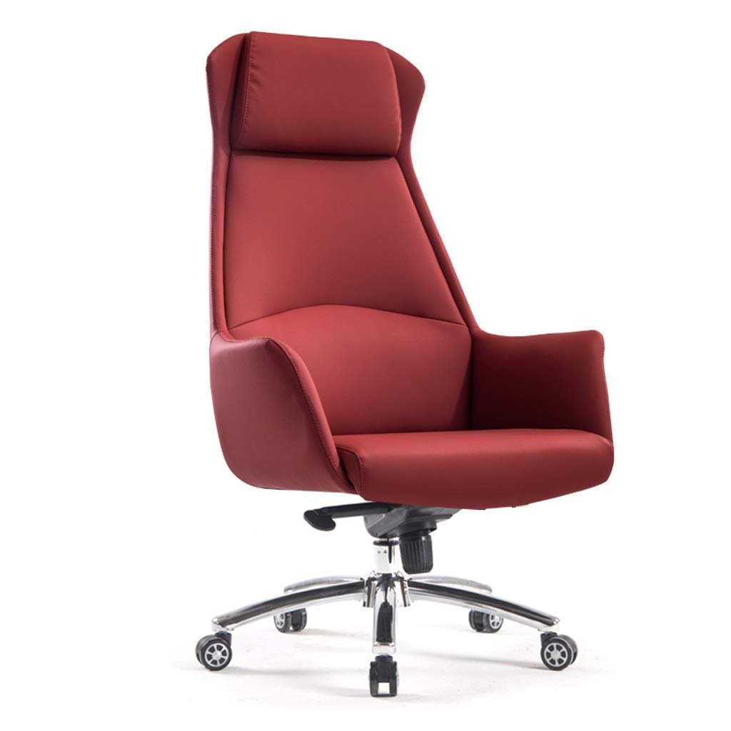 Premium FMOGE Leather Office Chair - Ergonomic Boss Chair with Adjustable Backrest, Swivel & Rolling Wheels for Home & Office Workspace (Blue, Small Size) - Ideal for Long Hours Computer Work, Gaming & Conference Meetings