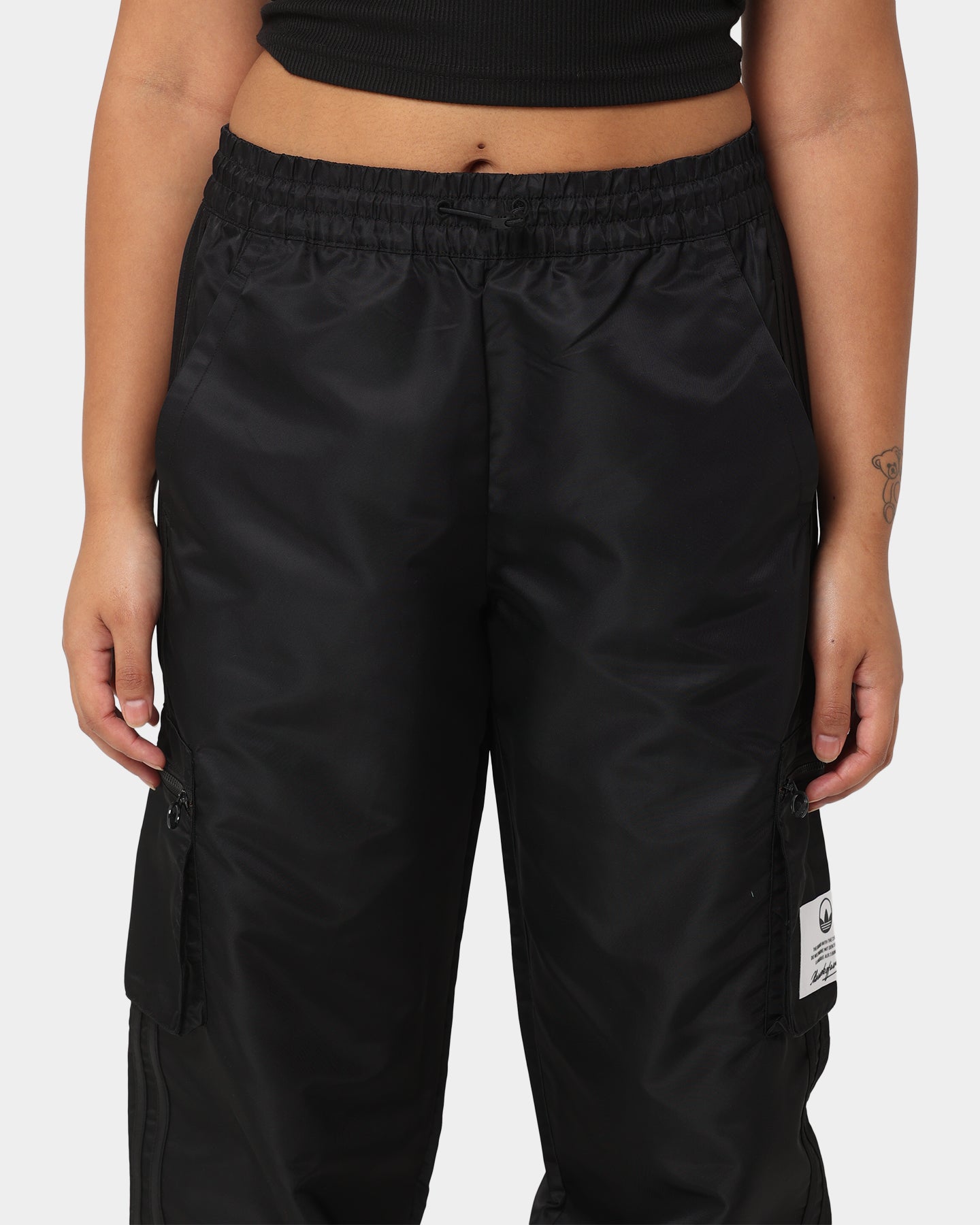Adidas Women's Cargo Pants - Black Athletic Joggers with Pockets | Comfortable Workout & Casual Wear for Running, Gym, and Everyday Fashion