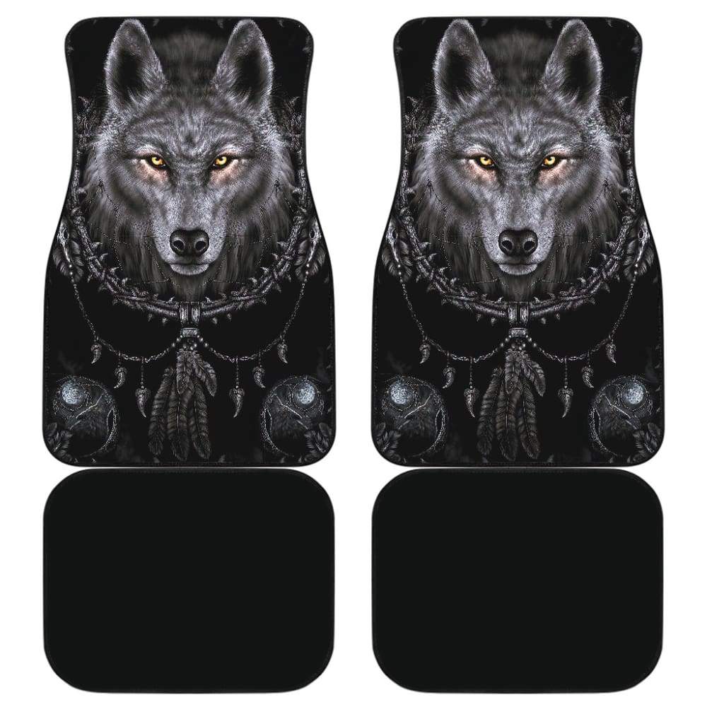 Bohemian Wolf Print Car Floor Mats - Non-Slip, Waterproof, Universal Fit for SUVs, Sedans & Trucks - Perfect for Road Trips, Camping & Outdoor Adventures