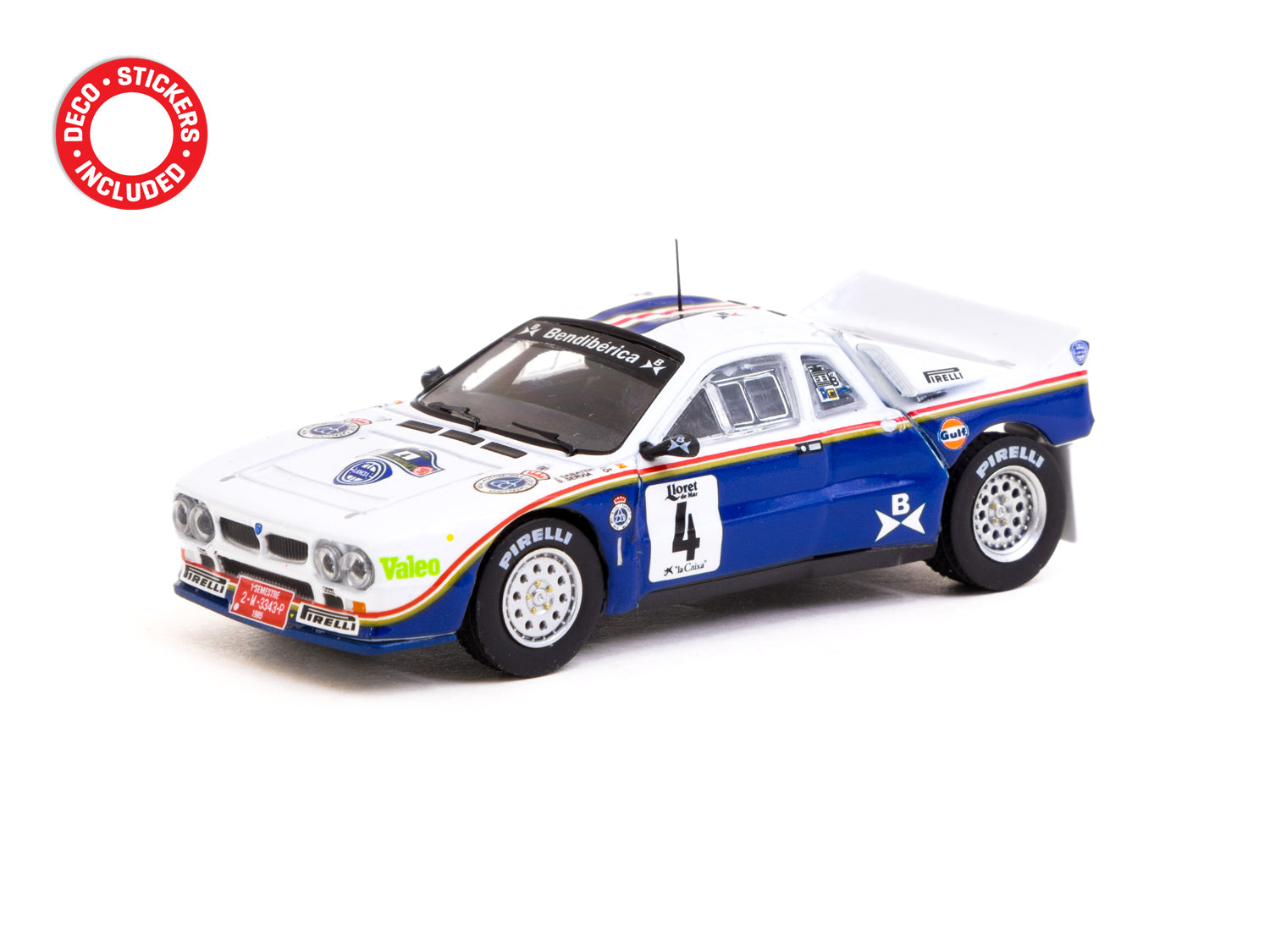 Tarmac Works 1/64 Scale Lancia 037 Rally Car - Costa Brava 1985 #4 Diecast Model - Collectible Miniature Vehicle for Display & Racing Scenes