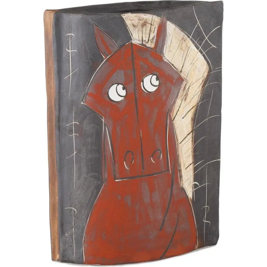 11.25 Inch Hand-Painted Red Porcelain Horse Vase - Elegant Home Decor for Living Room, Office & Wedding Centerpieces