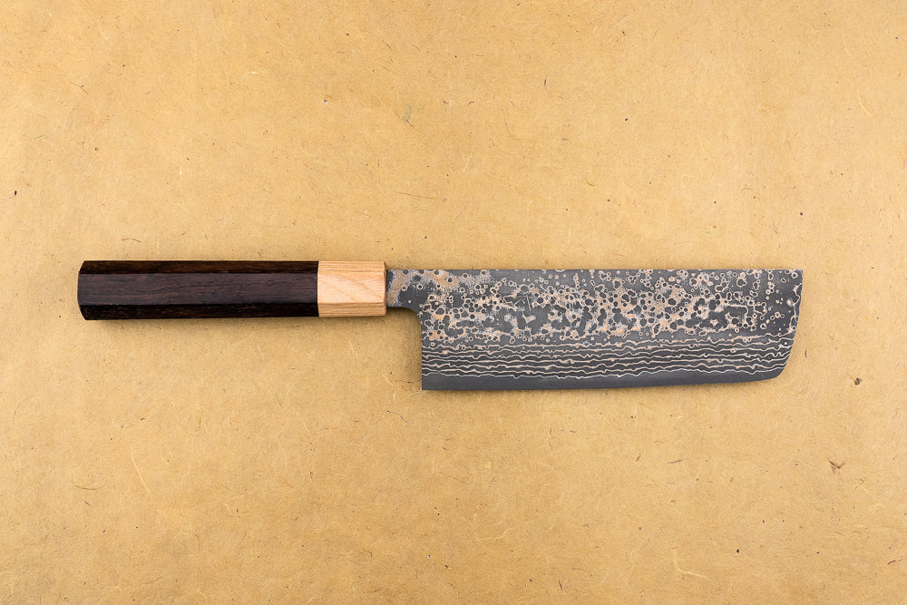 Takeshi Saji VG-10W Shinchu Damascus Wa Nakiri Knife 165mm - Premium Japanese Kitchen Knife for Professional Chefs & Home Cooking, Perfect for Slicing Vegetables & Herbs