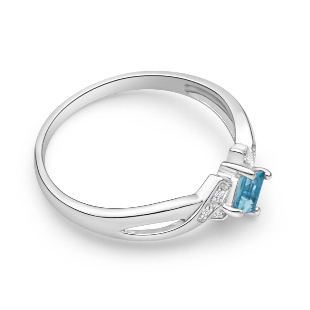 9ct White Gold Princess Cut Aquamarine & Diamond Engagement Ring for Women - Perfect for Proposals, Anniversaries & Special Occasions