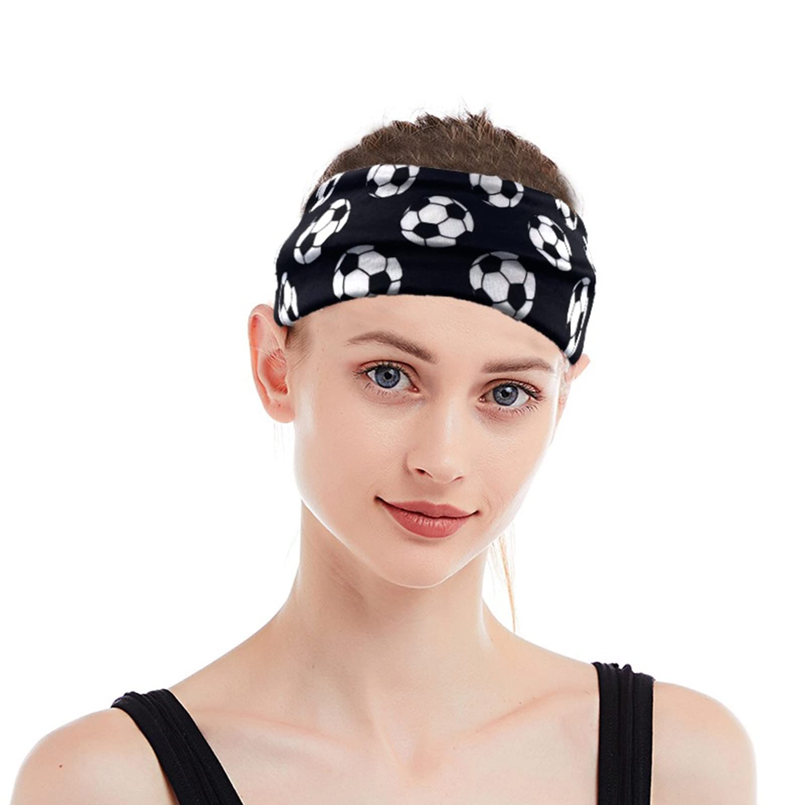 **Soccer Sweatbands for Women & Men - Stretchy Headbands with Soccer Ball Print - Breathable Sports Headband for Running, Workouts & Soccer Games - Perfect Gift for Soccer Fans & Players**