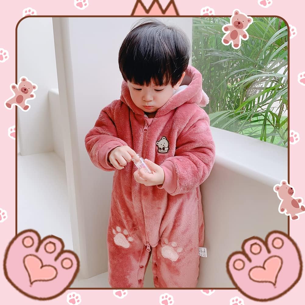 Xifamniy Baby Boy & Girl Winter Fleece Footie Romper Jumpsuit - Warm Thick Hooded Snowsuit for Newborns | Perfect for Cold Weather, Outdoor Play & Winter Photoshoots