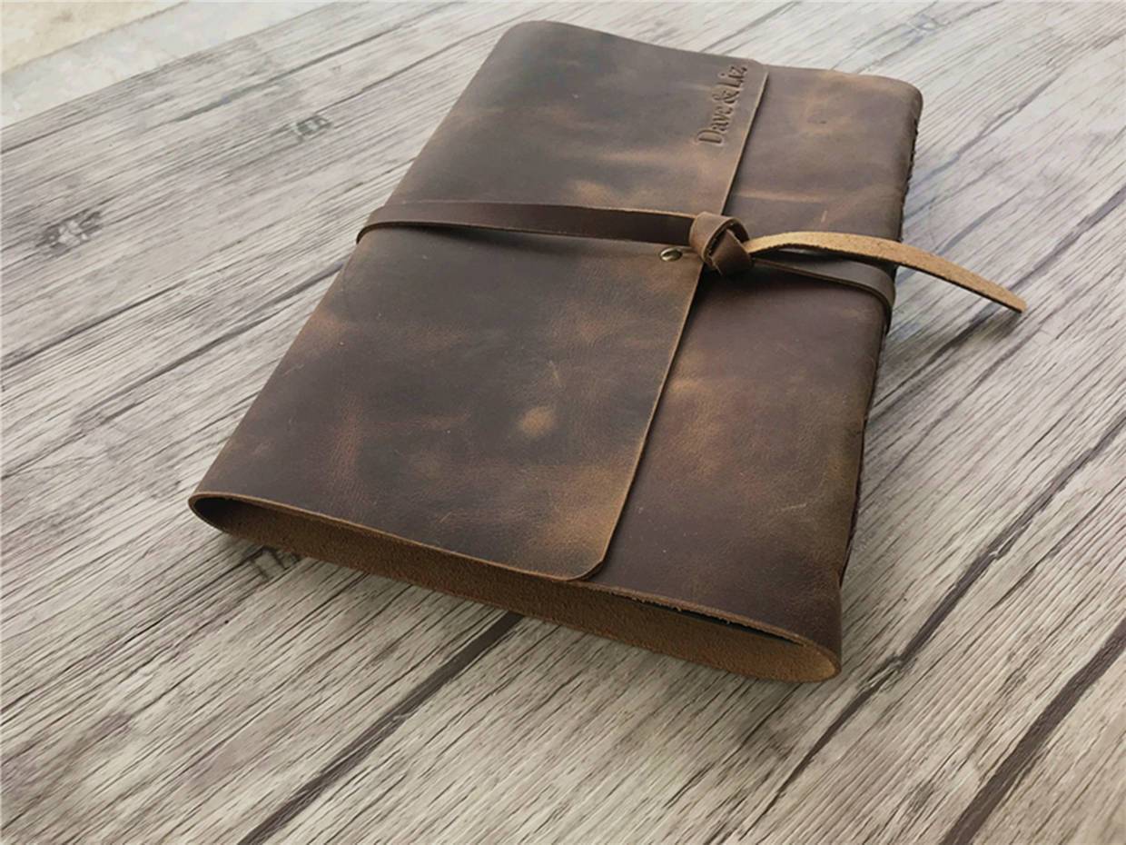Personalized Leather Large Wedding Photo Album - Customizable Scrapbook for Couples, Bridal Shower Gift, Anniversary Keepsake - Perfect for Wedding Memories, Honeymoon Photos, and Family Albums