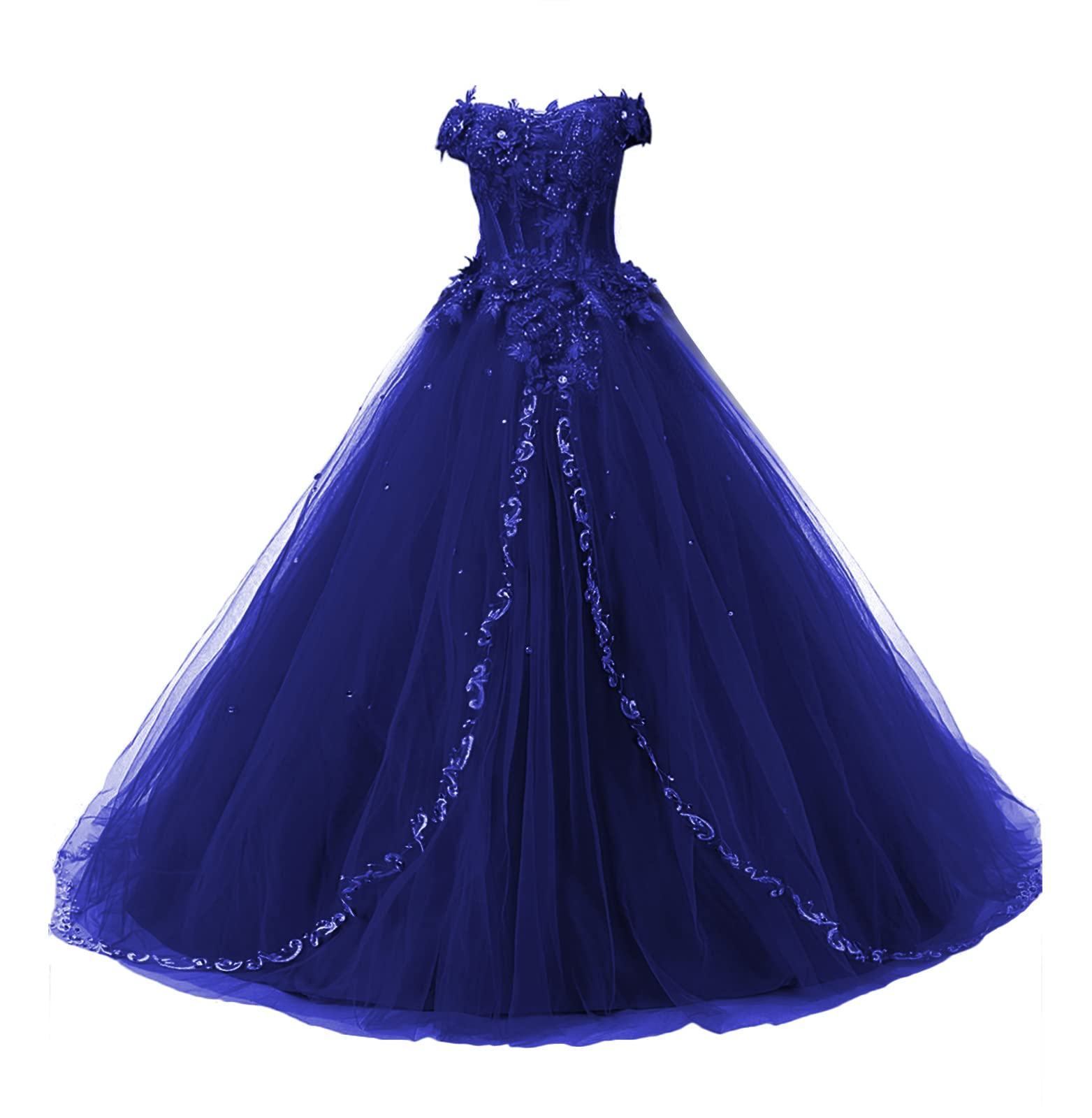 Elegant Long Ball Gown Prom Dress for Quinceañera - Lace & Tulle Formal Evening Gown for Homecoming, Wedding, and Special Occasions