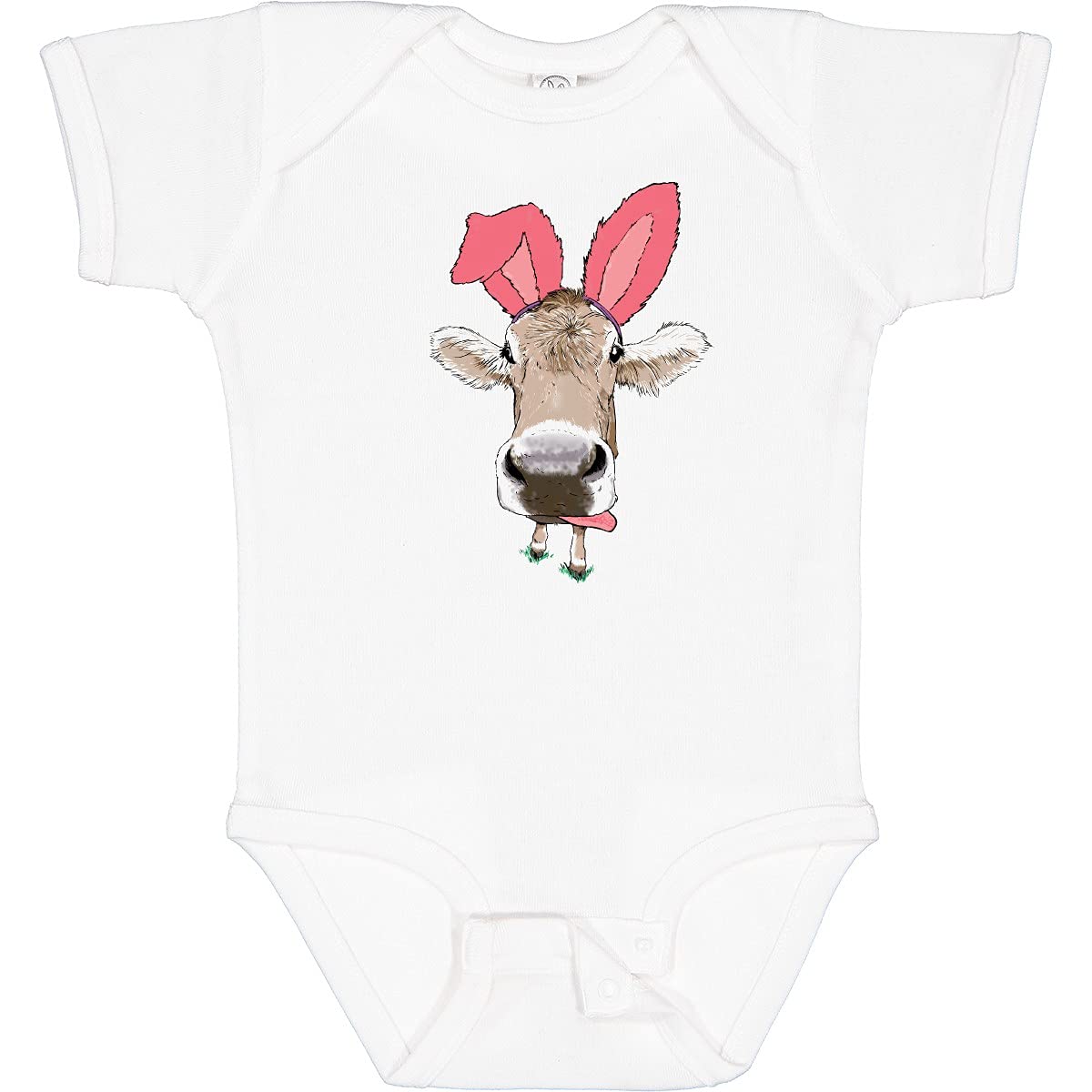 Inktastic Funny Easter Cow in Pink Ears Baby Bodysuit - Cute Easter Outfit for Infants, Soft Cotton Onesie for Boys & Girls - Perfect for Easter Photos, Family Gatherings & Spring Celebrations