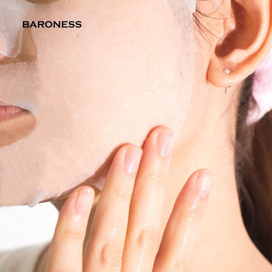 Baroness Pomegranate Sheet Mask - Hydrating & Brightening Facial Mask (Pack of 2) | Korean Skincare for Glowing Skin - Perfect for Spa Night & Self-Care Routine