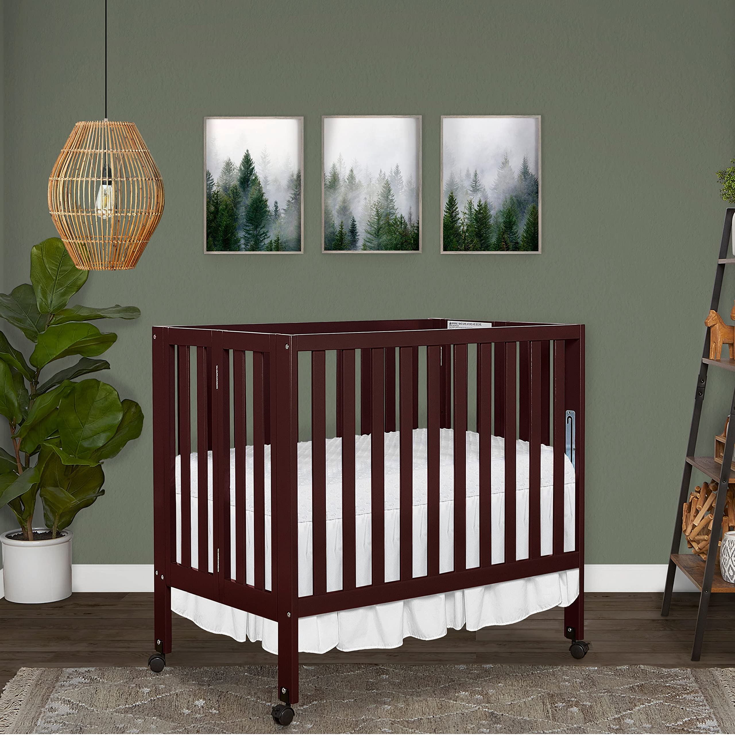 Dream On Me Jett Non-Full Size Folding Convertible Crib - Lightweight Portable Baby Crib with 3 Adjustable Mattress Heights | Easy Fold Travel Crib for Home & Nursery | Includes 1.5