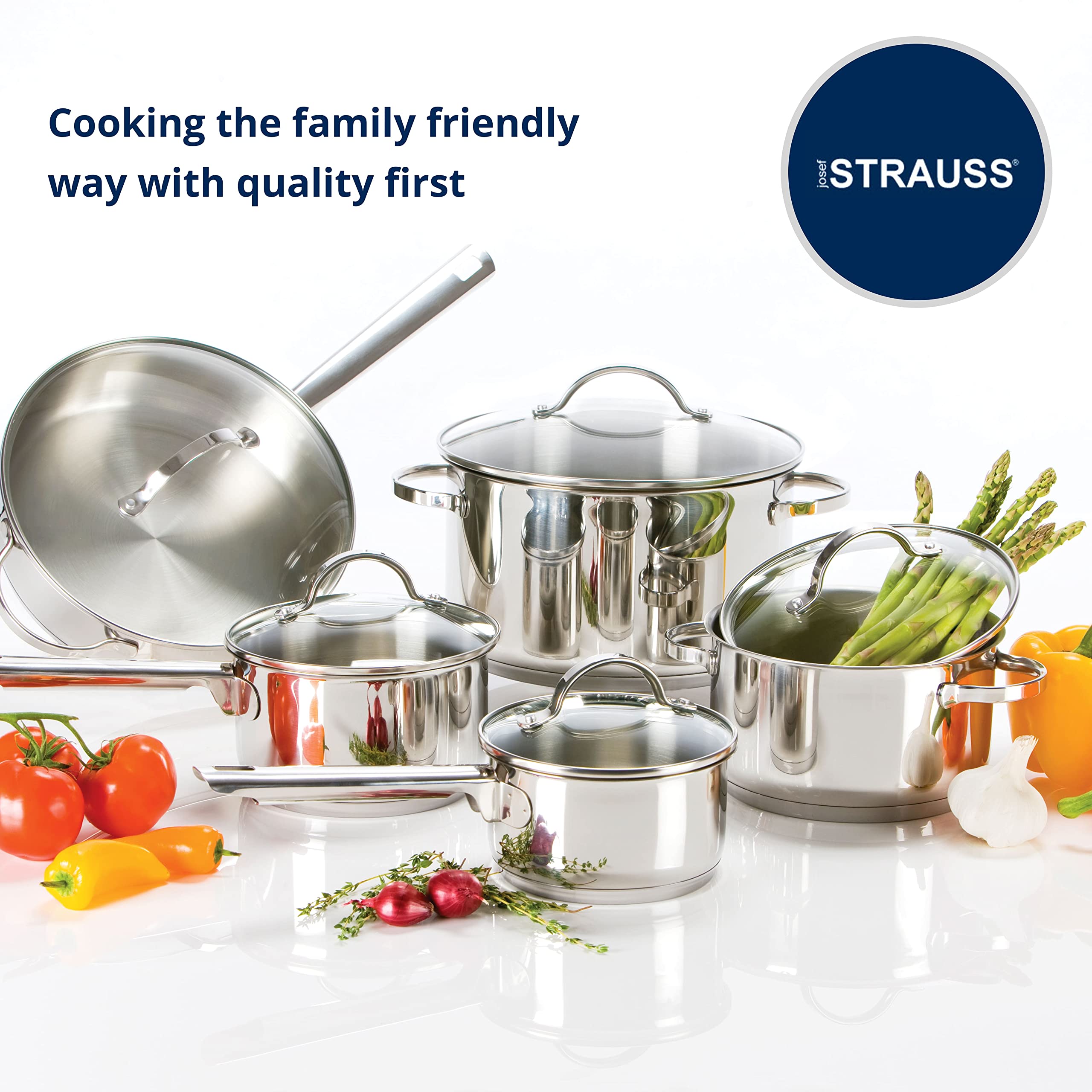 Strauss Tango 21 Quart Stainless Steel Stock Pot with Lid - Perfect for Soups, Stews & Large Family Cooking