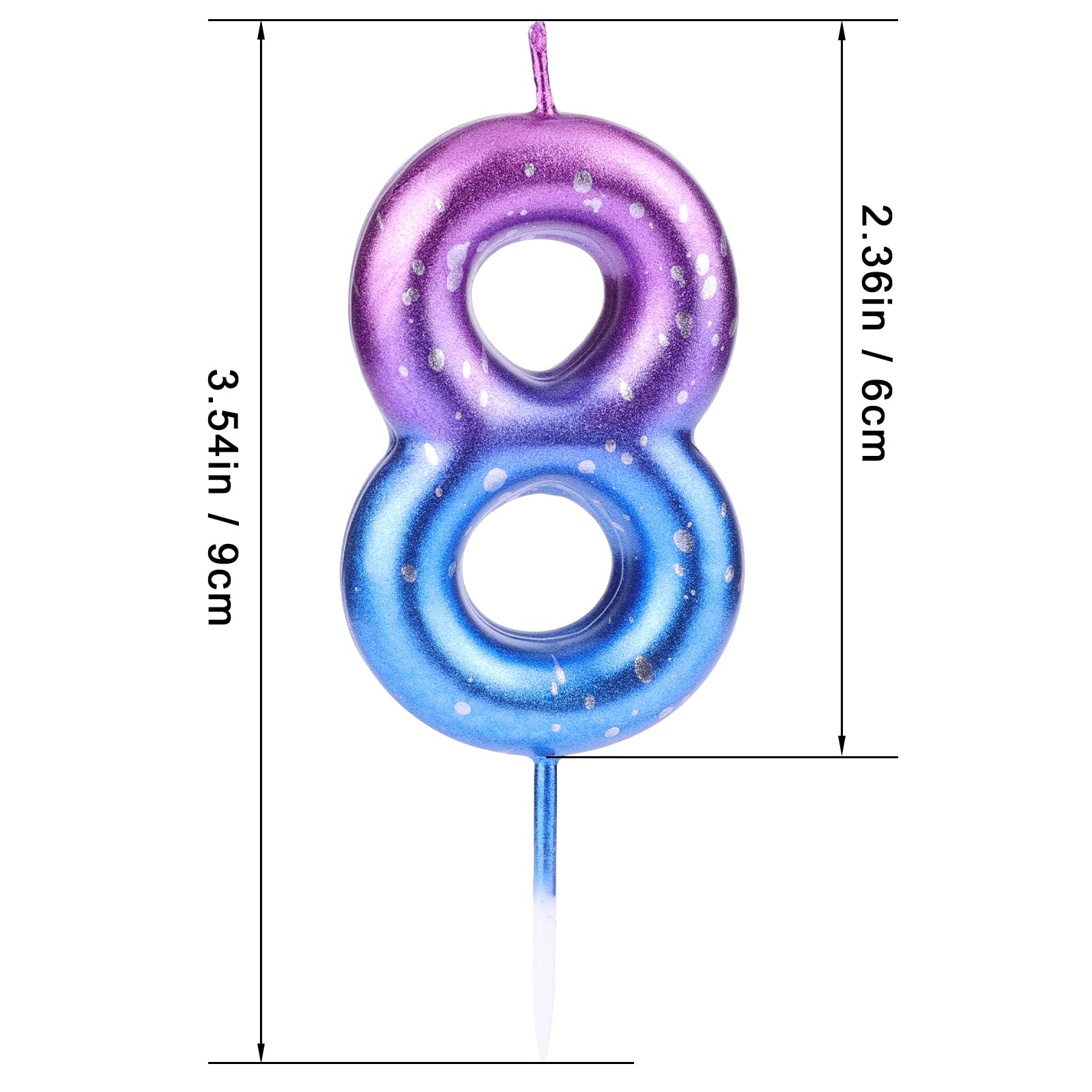 LUTER Glitter Number Candles - Purple Blue Gradient for Birthday Cake Decoration | Kids & Adults Party, Wedding, Graduation