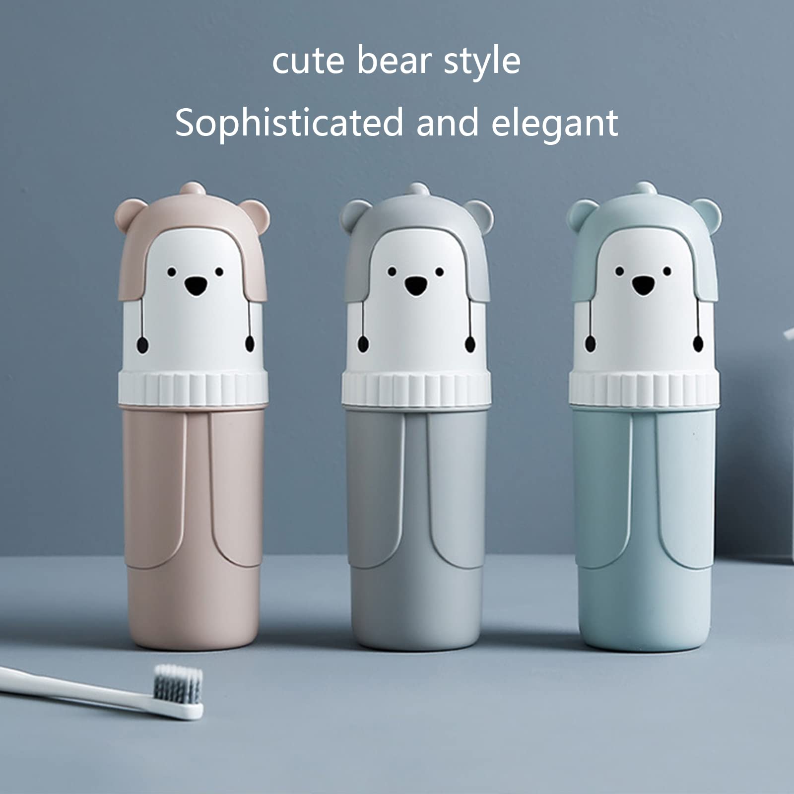 Portable Cartoon Bear Mouthwash Cup - Travel-Friendly Oral Rinsing Organizer for Camping, Hiking & Outdoor Adventures | Compact Household Toothbrush Holder for Bathroom & Travel Essentials