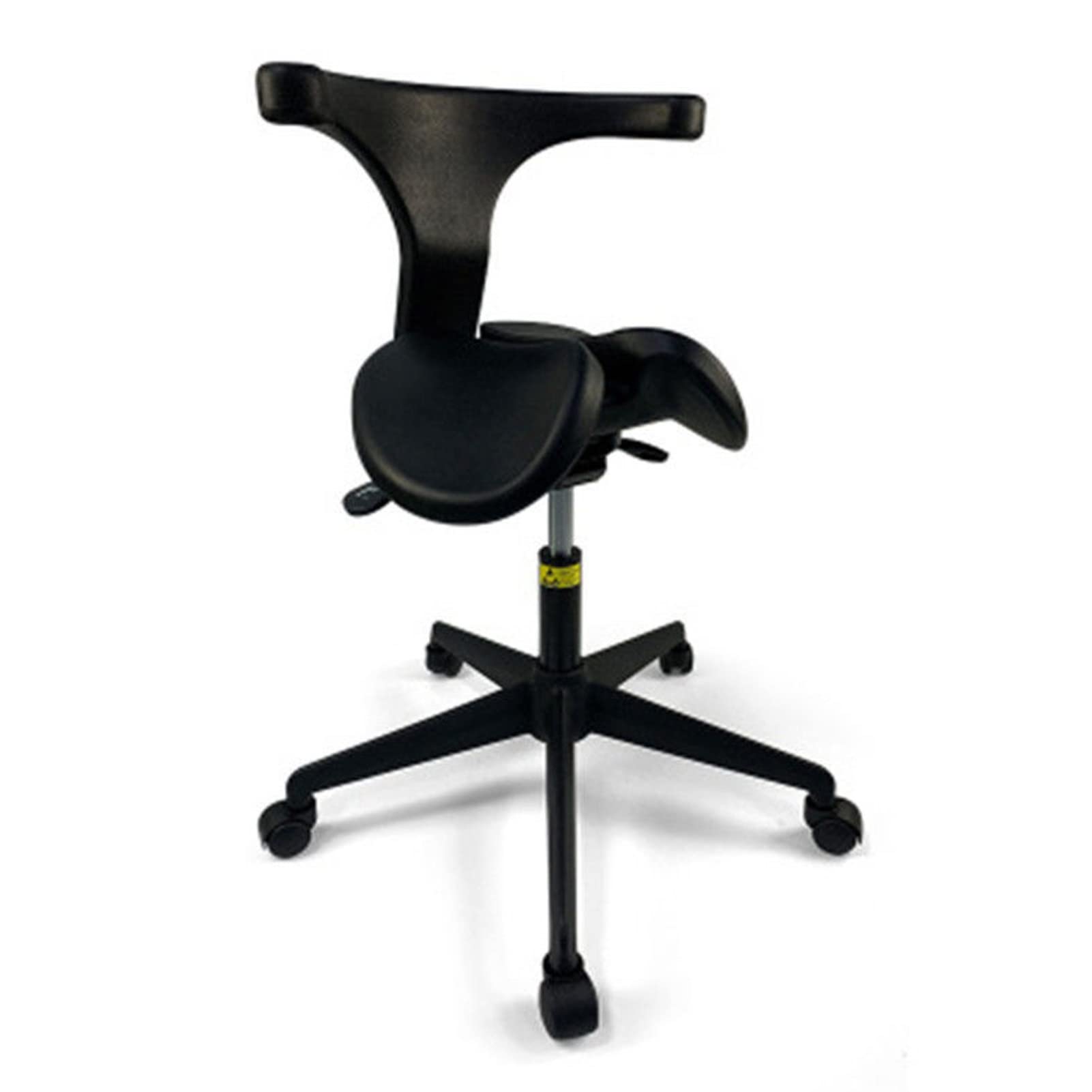 MIWOOYY Adjustable Swivel Saddle Stool with Backrest & Wheels - Black Ergonomic Rolling Massage Chair for Salon, Spa, Studio & Drafting - Perfect for Hair Stylists, Tattoo Artists & Office Work