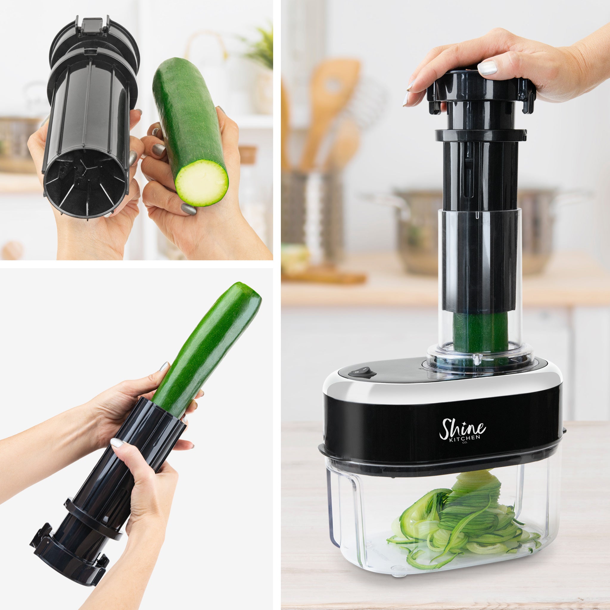 Shine Kitchen Co.® Electric Spiralizer - Vegetable & Fruit Spiral Slicer for Healthy Noodles, Zucchini Pasta, Sweet Potato Curly Fries - Perfect for Low-Carb, Keto, Vegan Diets & Meal Prep
