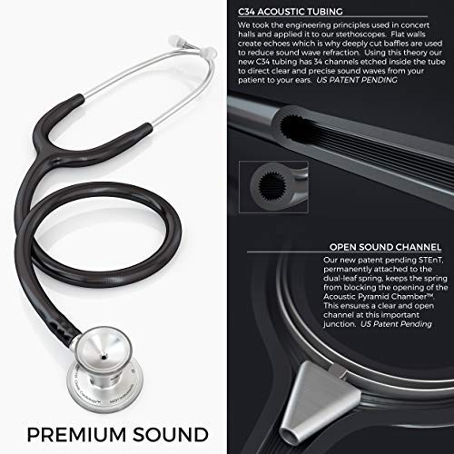 Premium MDF ProCardial Cardiology Stethoscope - Dual Head Stainless Steel Adult Stethoscope with Black Tube & Gold Chestpiece (MDF797K11) - Ideal for Doctors, Nurses, and Medical Professionals in Hospitals & Clinics