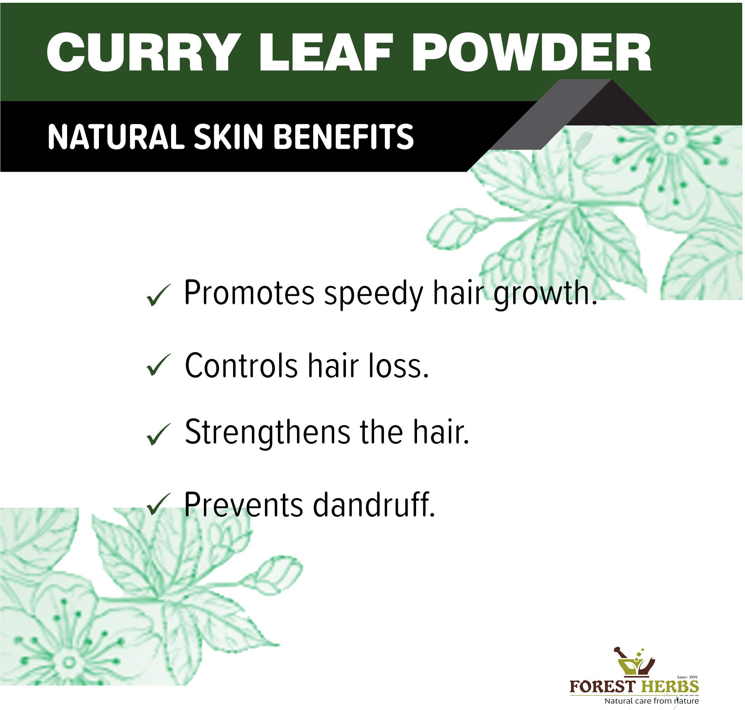 100% Pure Curry Leaves Powder 200G | Sun-Dried & Stemless | Promotes Strong & Shiny Hair Growth | Natural Ayurvedic Herbal Supplement | For Hair Masks, Tea & Cooking | USDA Organic Certified