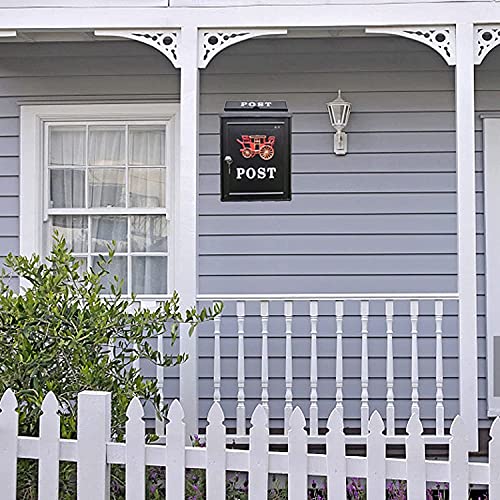 Outdoor Wall Mount Mailbox - Large Capacity Galvanized Steel Rust-Proof Post Box with Lock | Weatherproof Black Drop Mailbox for Home, Office & Apartment Use