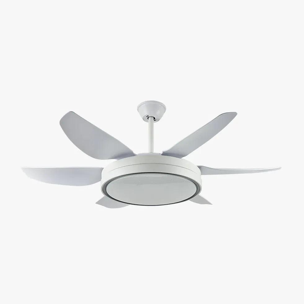 Remote Controlled Minimalist White Fan Light - Quiet Cooling & Stylish Lighting for Bedroom, Office & Living Room