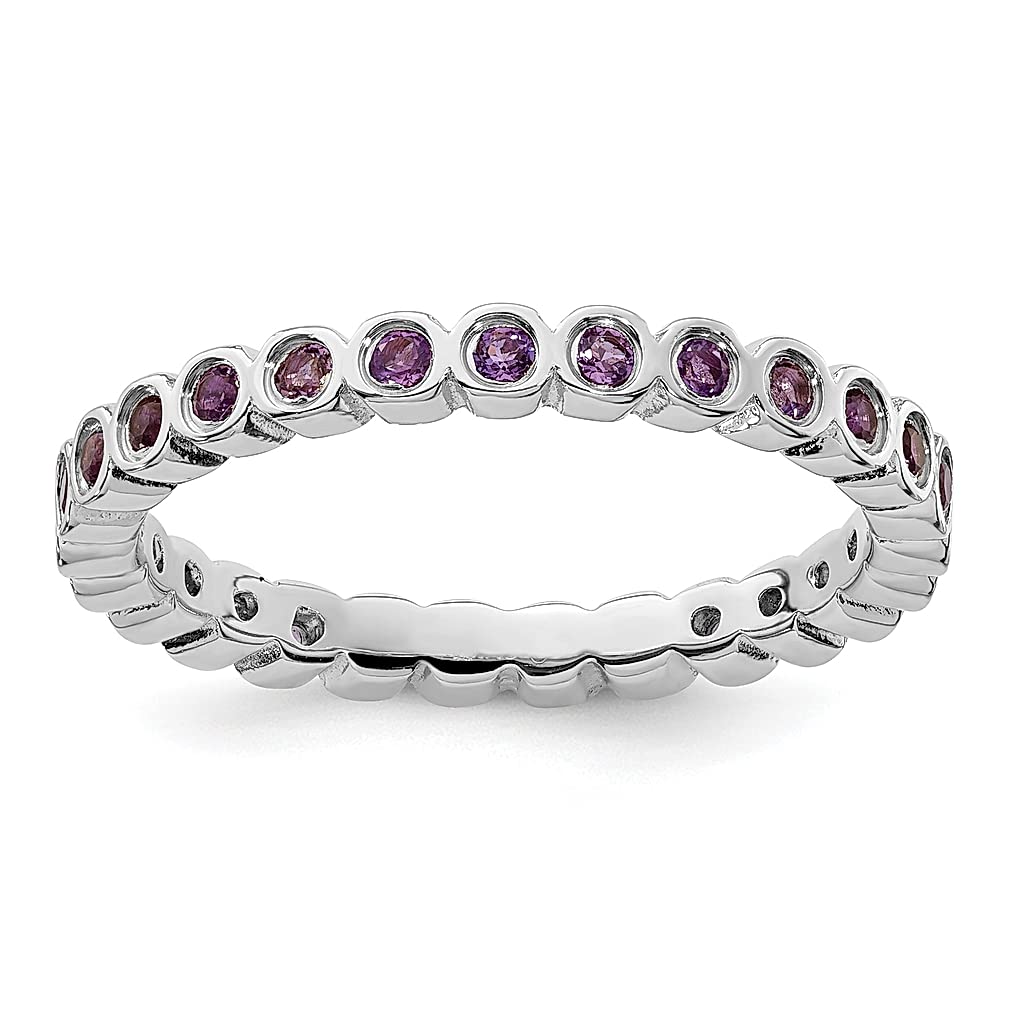 925 Sterling Silver Purple Amethyst Ring - February Birthstone Jewelry for Women, Stackable Band, Dainty Gemstone Gift for Her | Perfect for Valentine's Day, Anniversary & Everyday Elegance