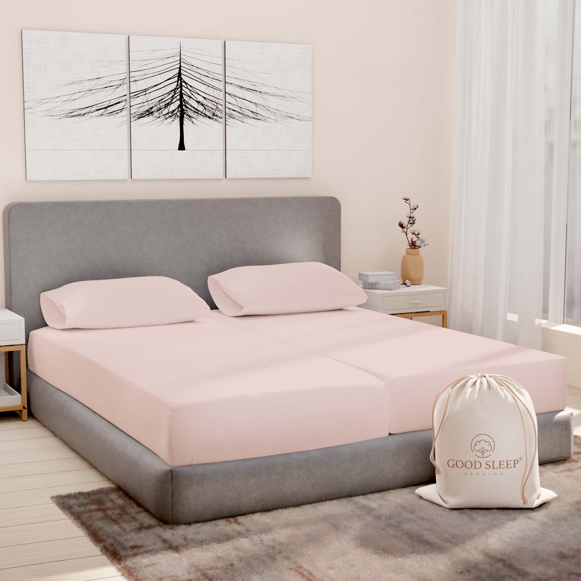 Luxury 1000 TC Egyptian Cotton Split King Sheet Set - 5 Piece 100% Cotton Sateen Sheets with 16