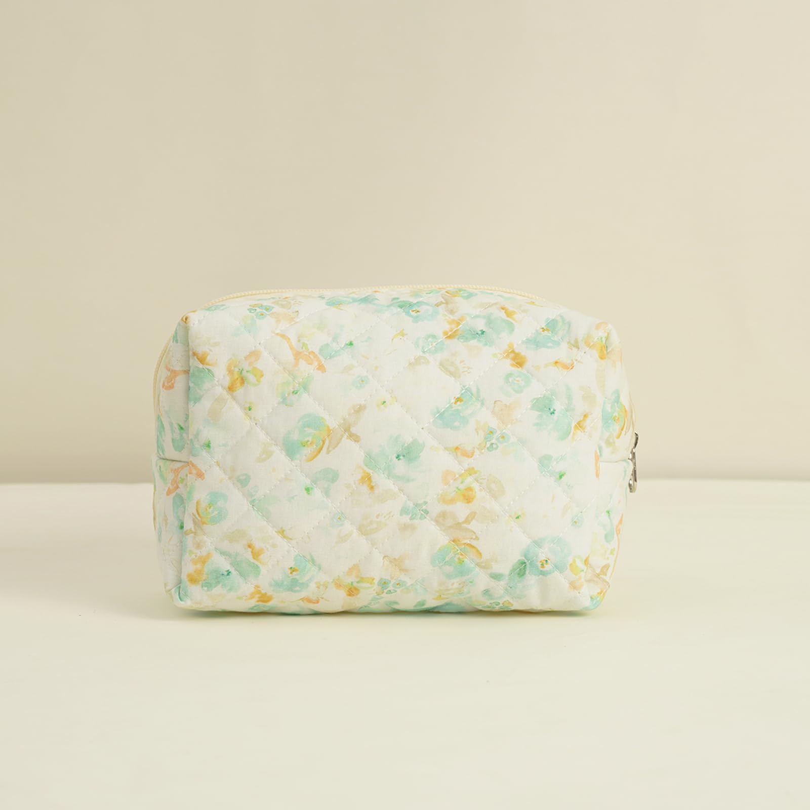 4Pcs Quilted Makeup Bag Set - Cute Floral Cosmetic Organizer, Cotton Travel Toiletry Bag for Women & Girls | Perfect for Travel, Gym, and Daily Beauty Essentials Storage