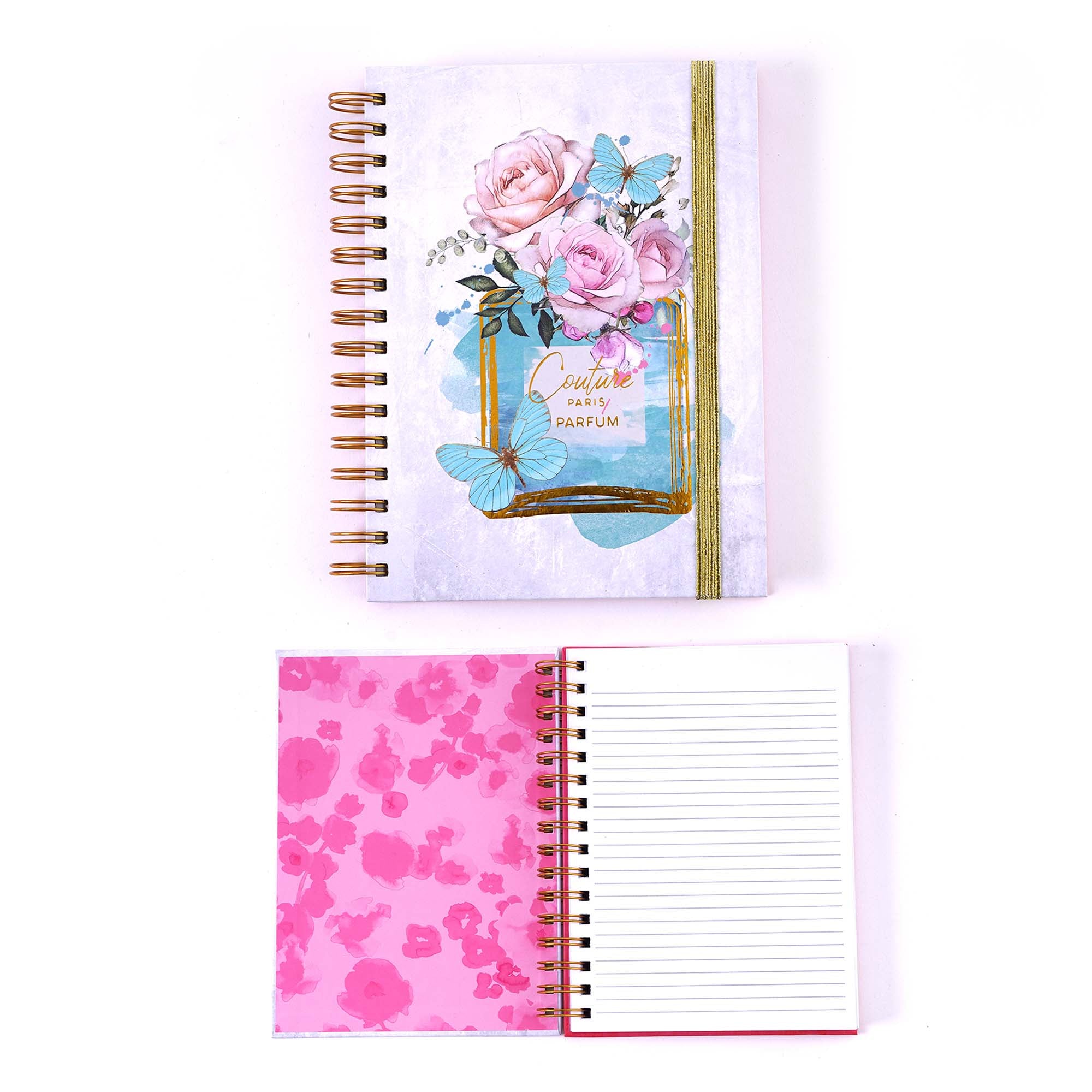 160-Sheet Jumbo Spiral Perfume Floral Hot Stamp Notebook Journal, 8.5