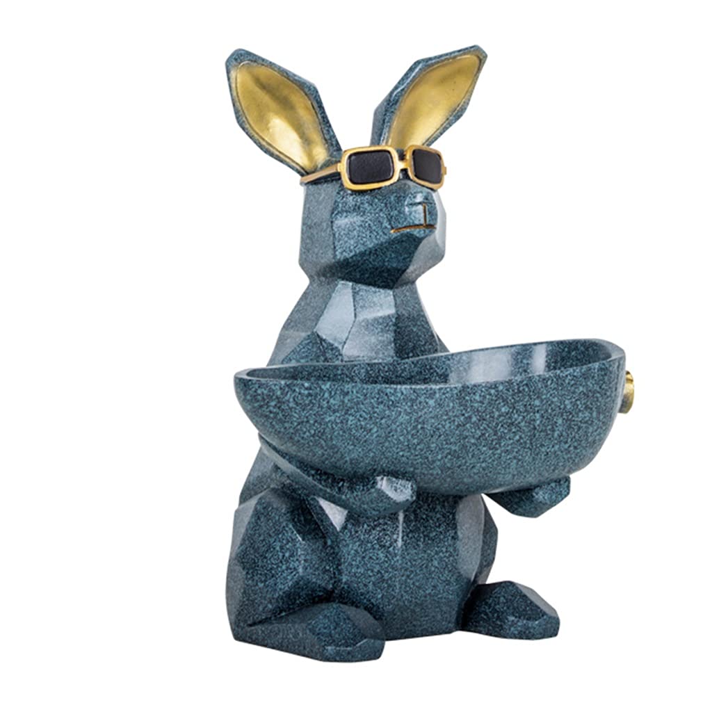 Resin Animal Key Holder & Jewelry Dish - Rabbit Figurine Storage Box for Keys, Earrings, Candy | Creative Home & Office Decor for Living Room, Bedroom, Desk | Perfect Birthday Gift Idea