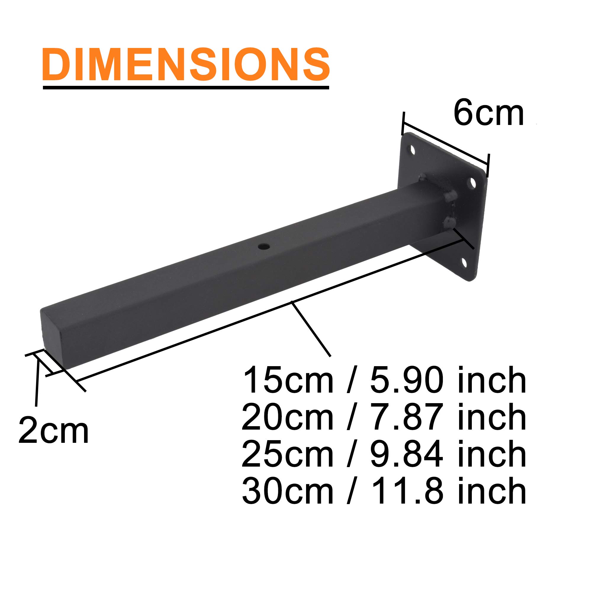 Heavy Duty 10 Inch Black Industrial Shelf Brackets - Metal L Brackets for Floating Shelves, Wall Mounted Shelving Support - Perfect for Garage, Kitchen, Warehouse Storage Organization