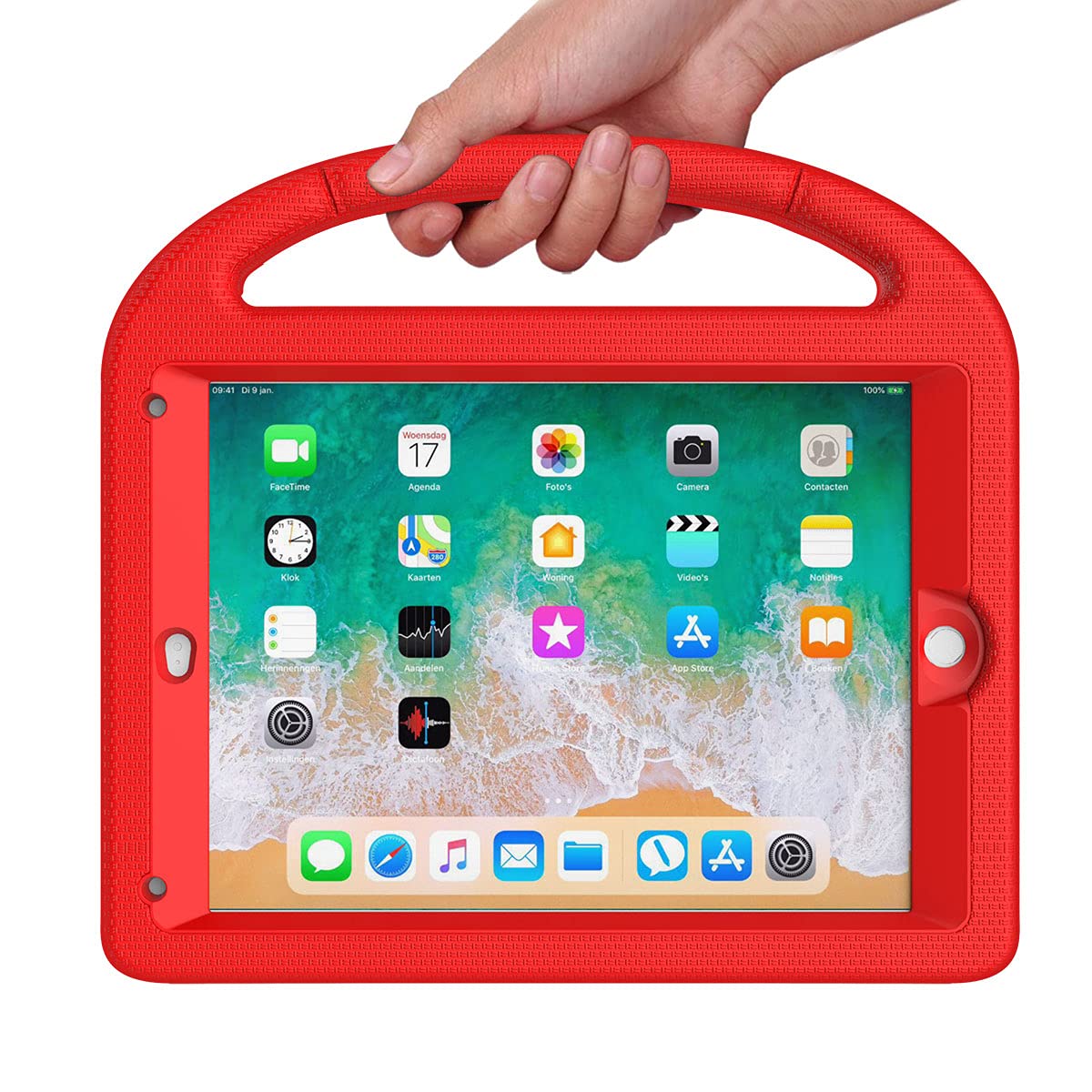SUPLIK Kids Shockproof Case for iPad 5th/6th Generation (9.7 inch 2017/2018), iPad Air 1/2 & iPad Pro 9.7 - Durable Protective Cover with Handle Stand & Built-in Screen Protector | Perfect for School, Travel & Home Learning (Red)