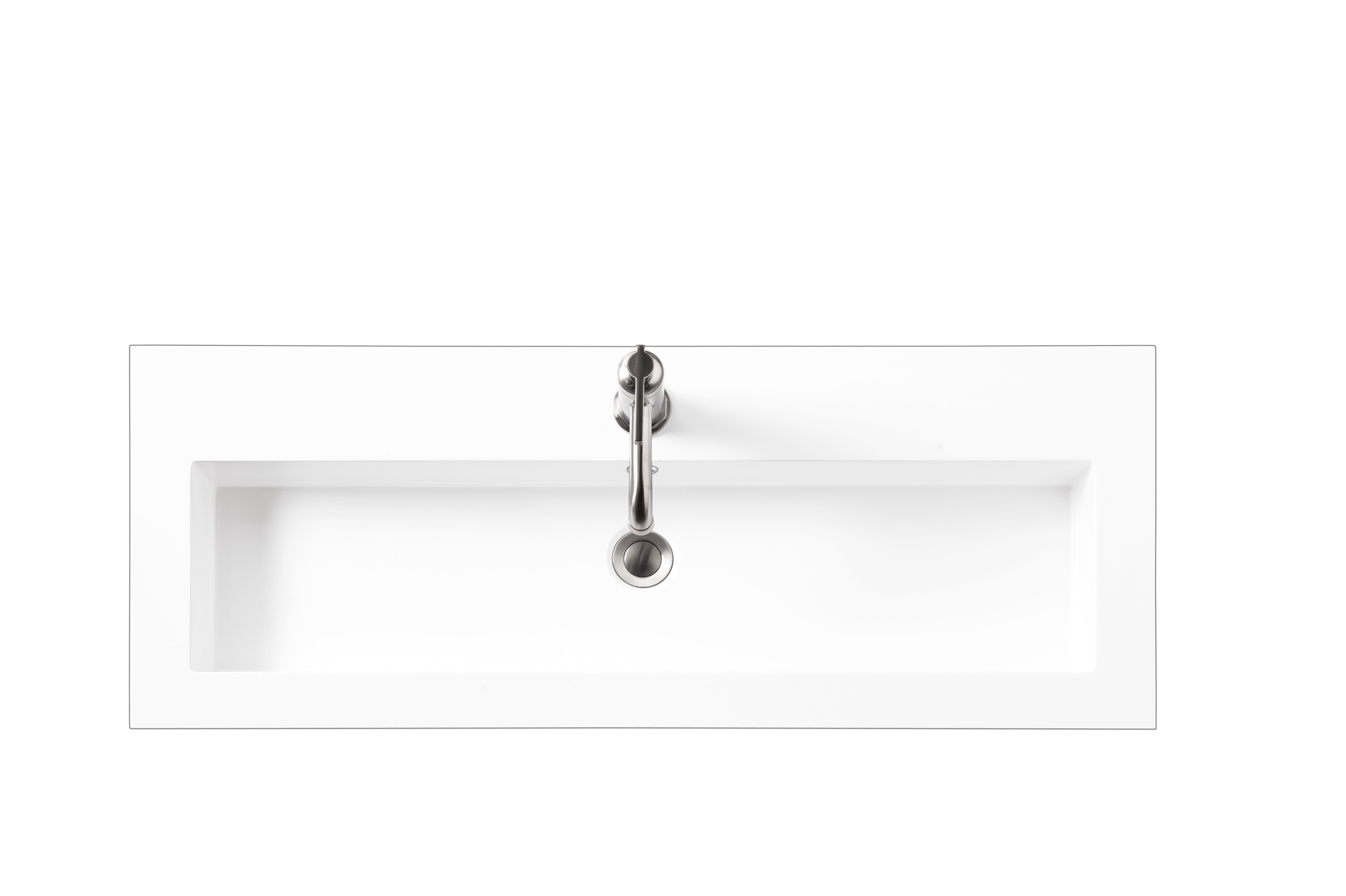 Premium White Glossy Composite Countertop with Sink - 39.5
