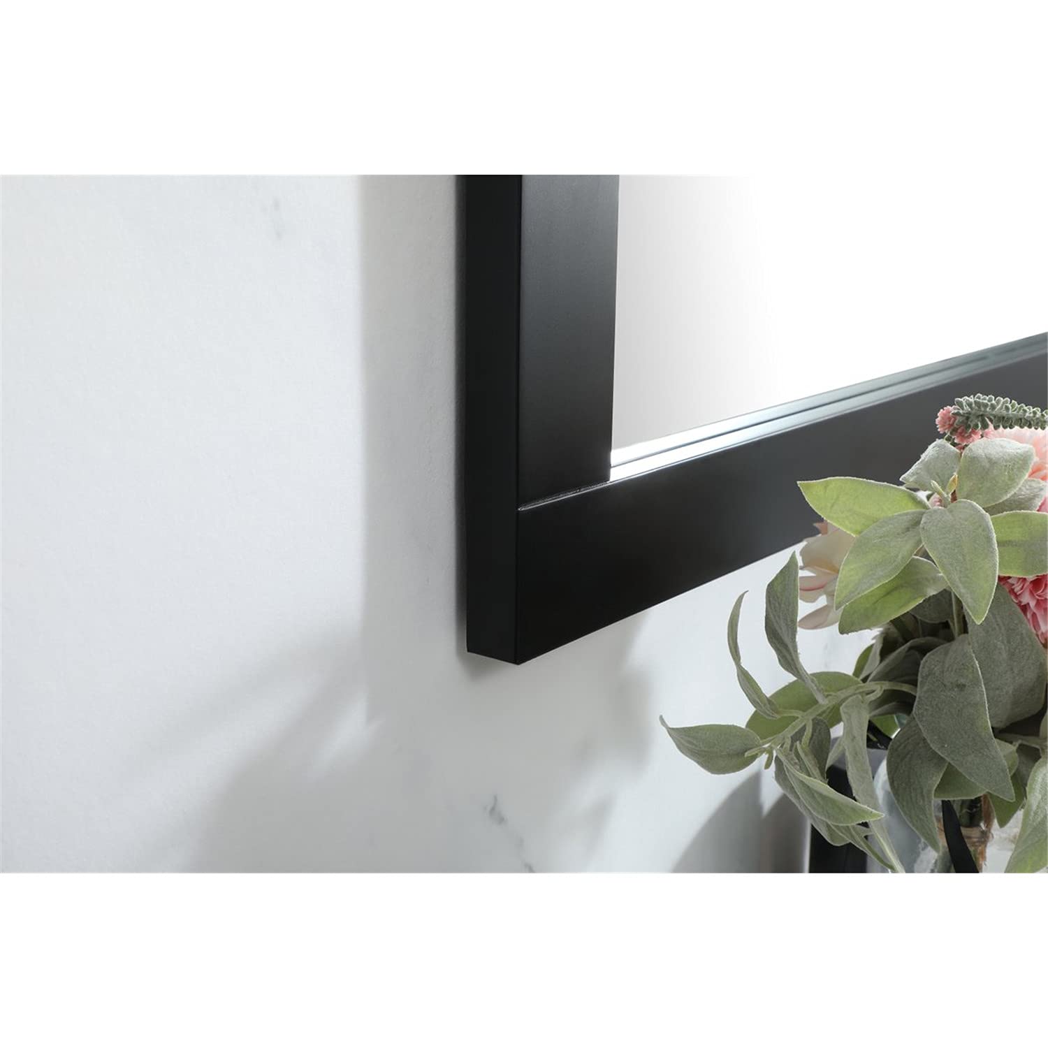 Elegant Black 48x36 Vanity Mirror - MDF & Metal for Bathroom Decor