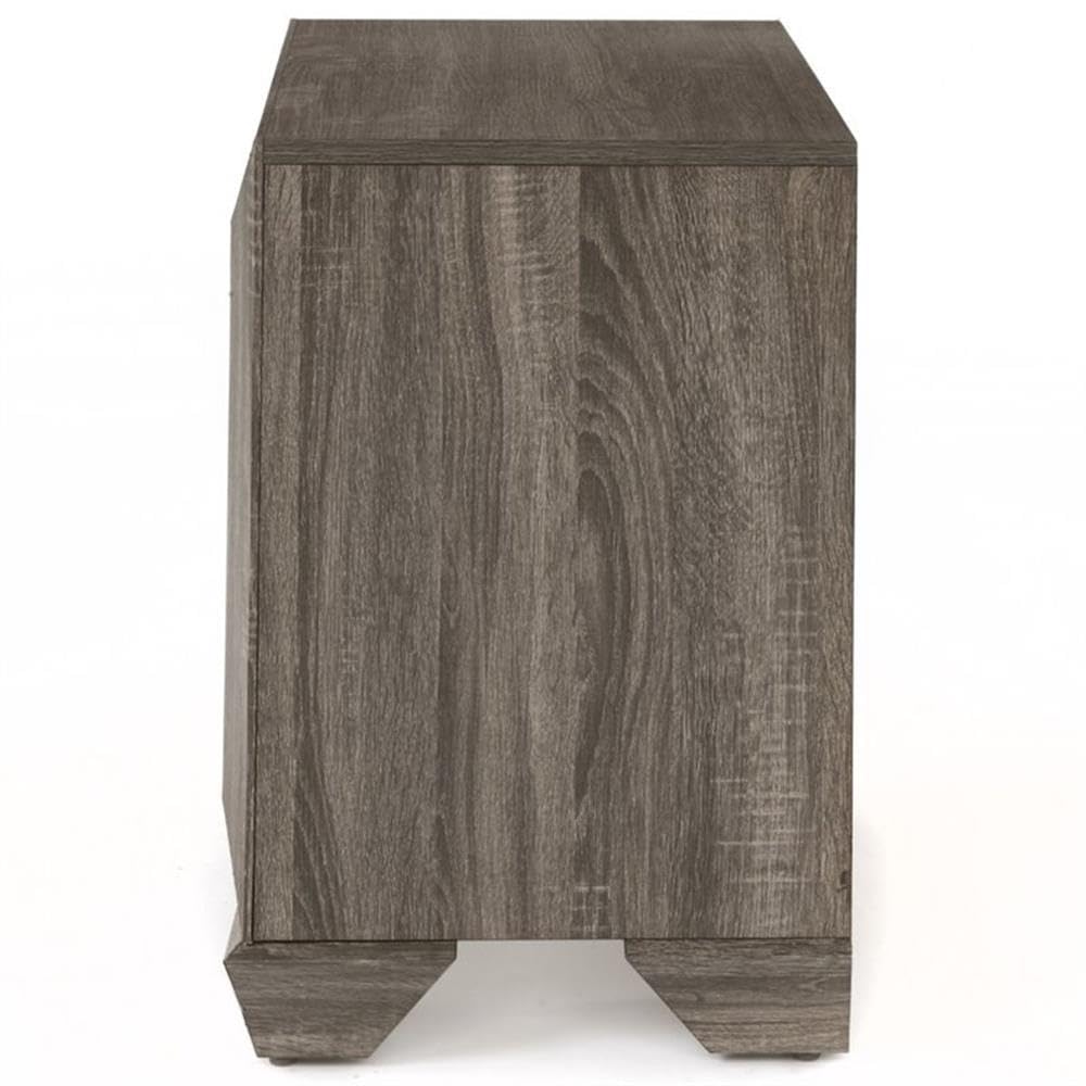 BOWERY HILL Modern Square 2-Drawer Nightstand in Weathered Gray Finish - Stylish Bedside Table for Bedroom, Living Room or Office Storage