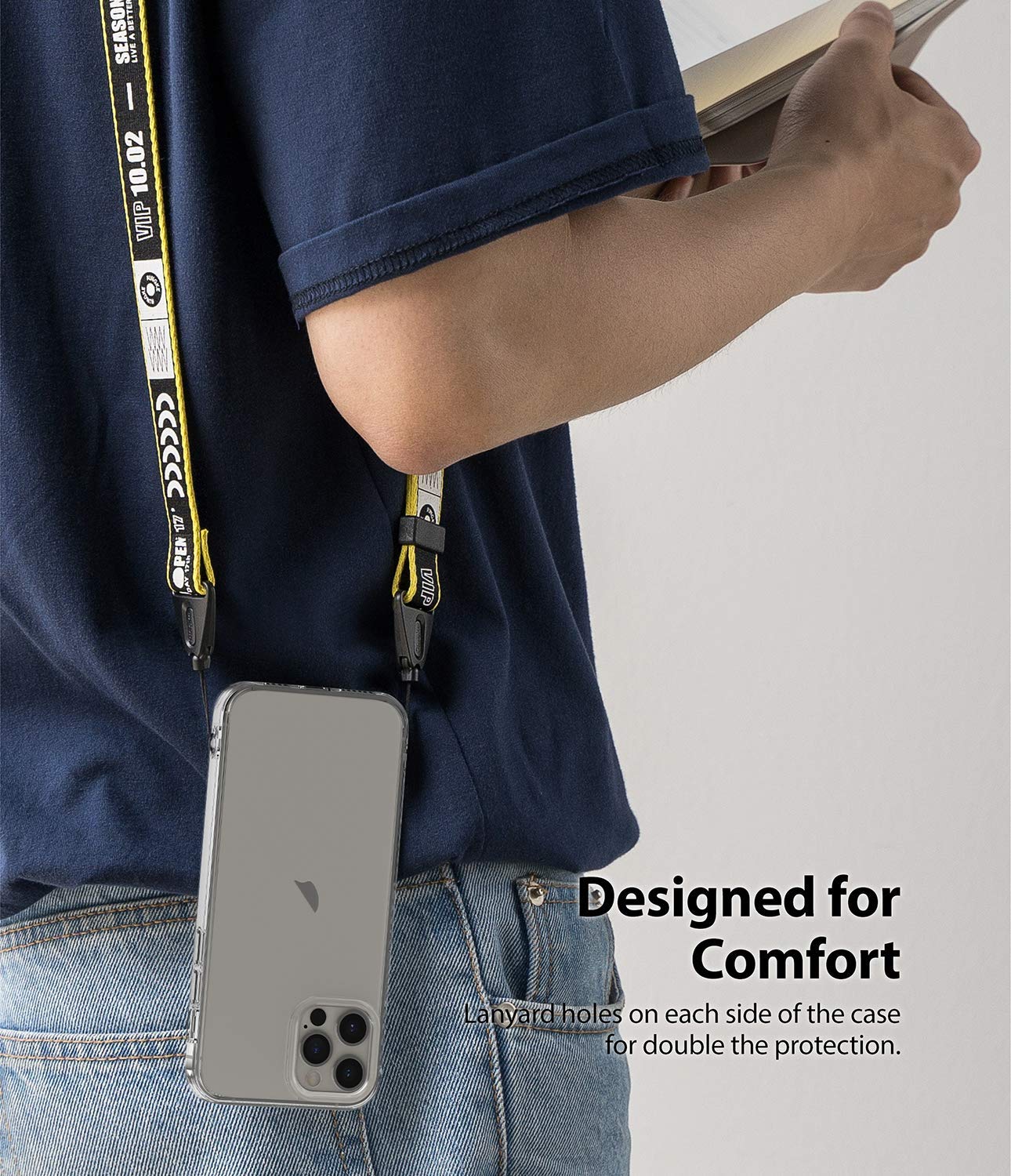 Ringke Fusion iPhone 12 Pro Max Case - Clear Shockproof Transparent Bumper Cover with Lanyard Holes & Raised Bezel | Perfect for Outdoor Activities, Work & Daily Protection